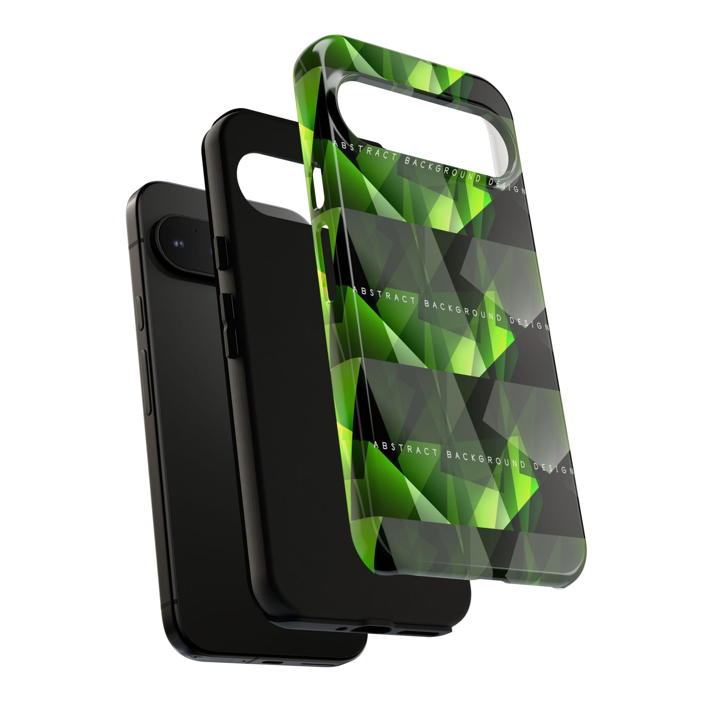Green Geometric Phone Case — Abstract Triangular Pattern Tough Case