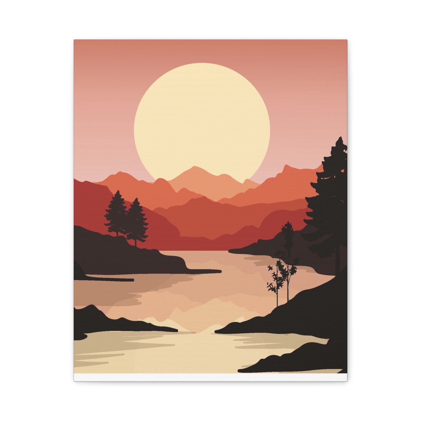 Minimal Mountain Outline Canvas, Stretched Matte, Single-Peak Trail Art | Mountaincore