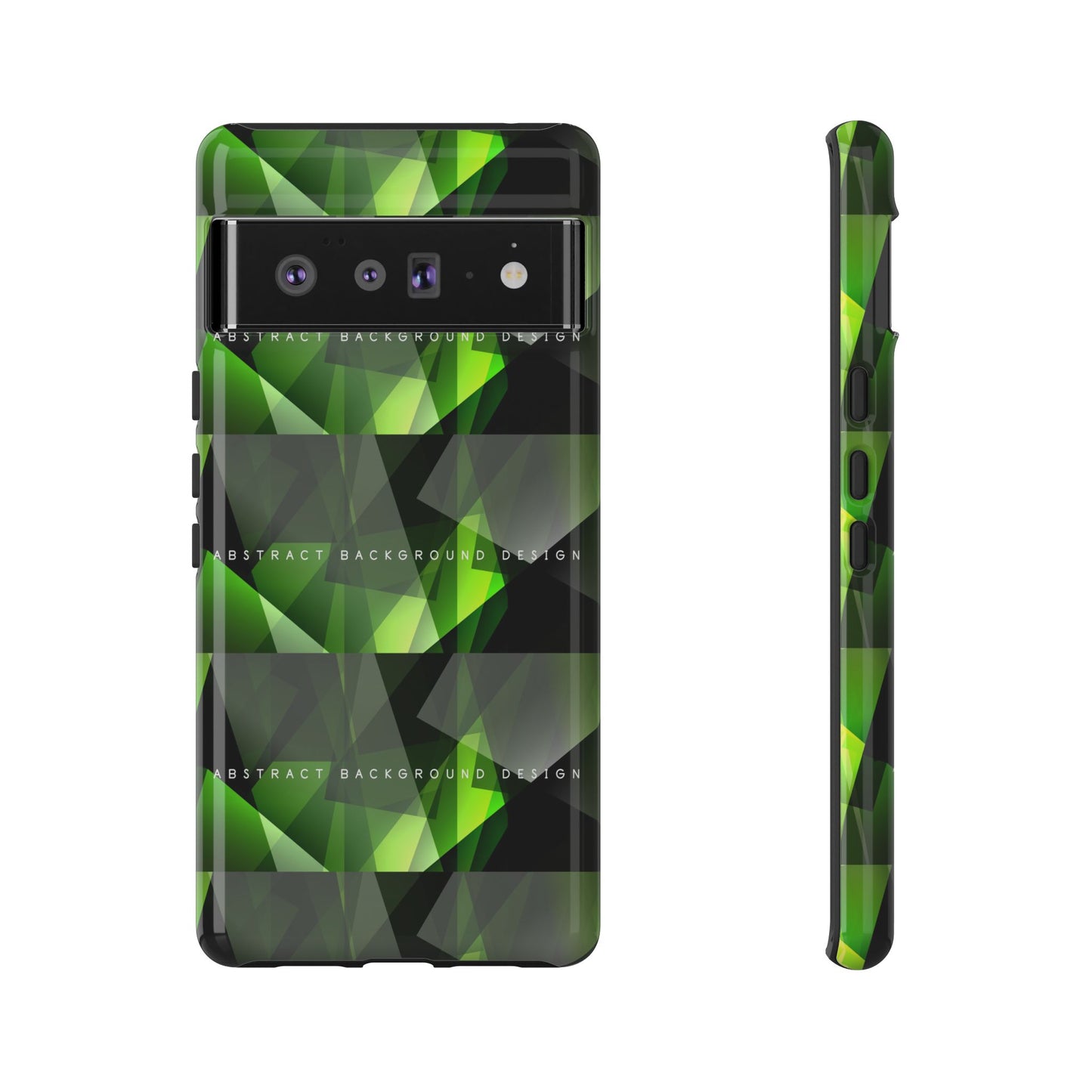 Green Geometric Phone Case — Abstract Triangular Pattern Tough Case