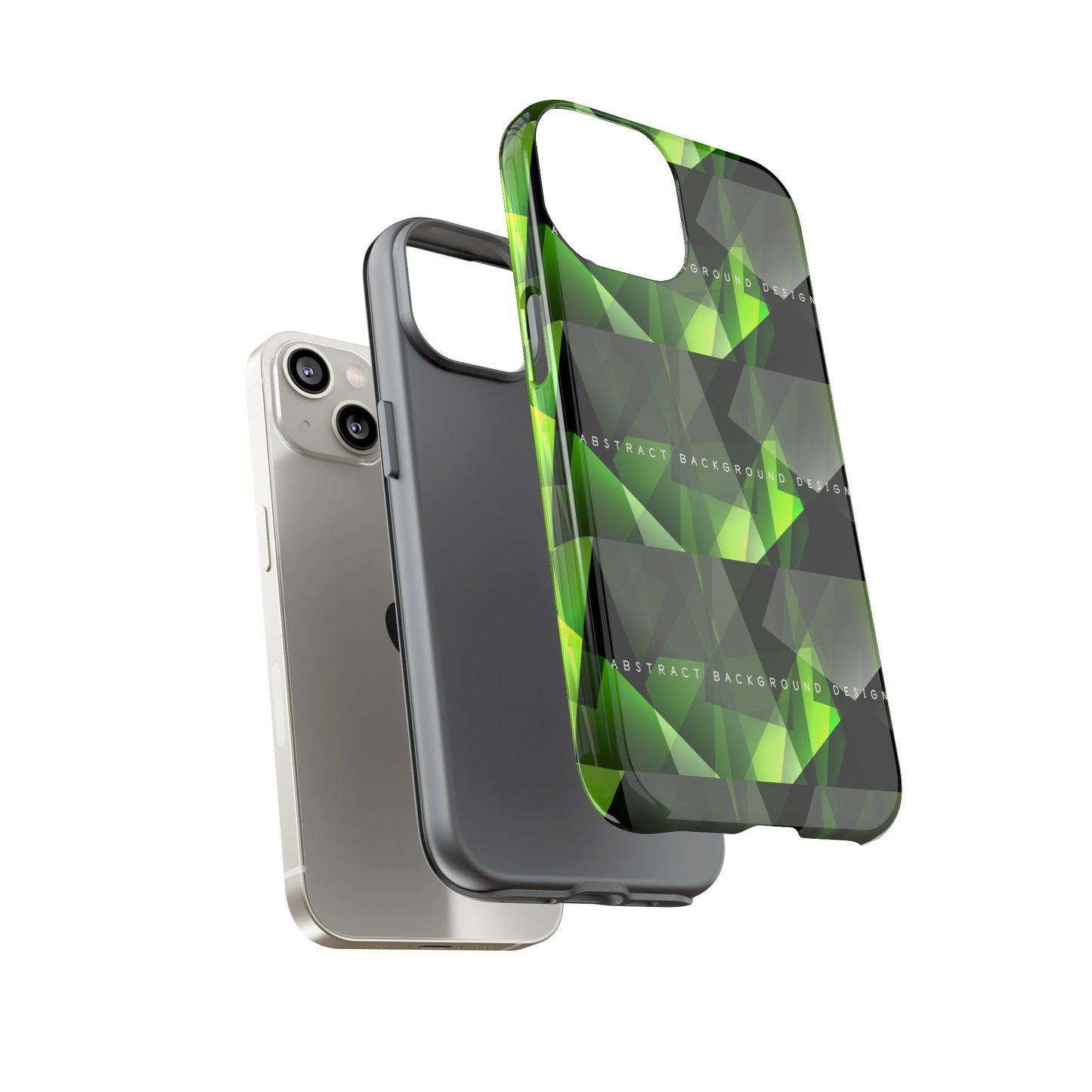 Green Geometric Phone Case — Abstract Triangular Pattern Tough Case
