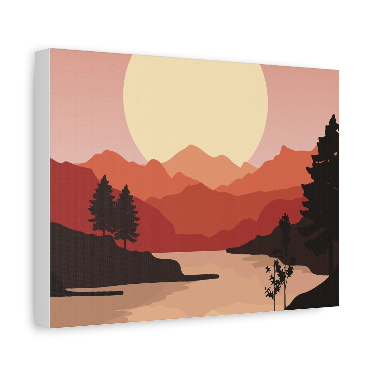 Minimal Mountain Outline Canvas, Stretched Matte, Single-Peak Trail Art | Mountaincore