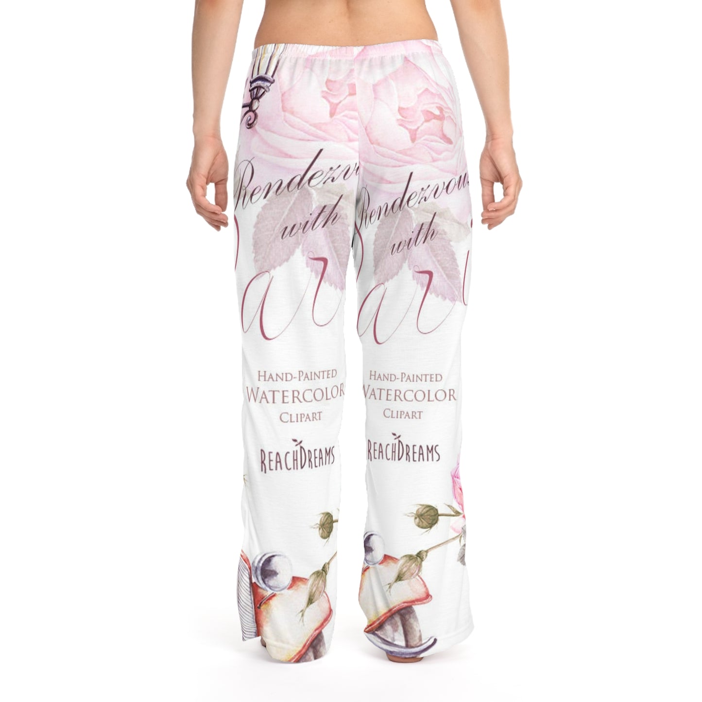 Women's Floral Watercolor Pajama Pants — 'Rendezvous with Art' Lounge Trousers