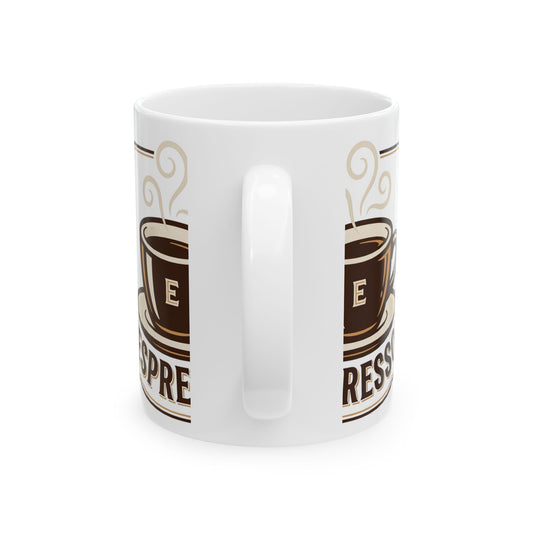 Espresso Cup Illustration Mug | Coffee Shop Retro Logo Ceramic Mug