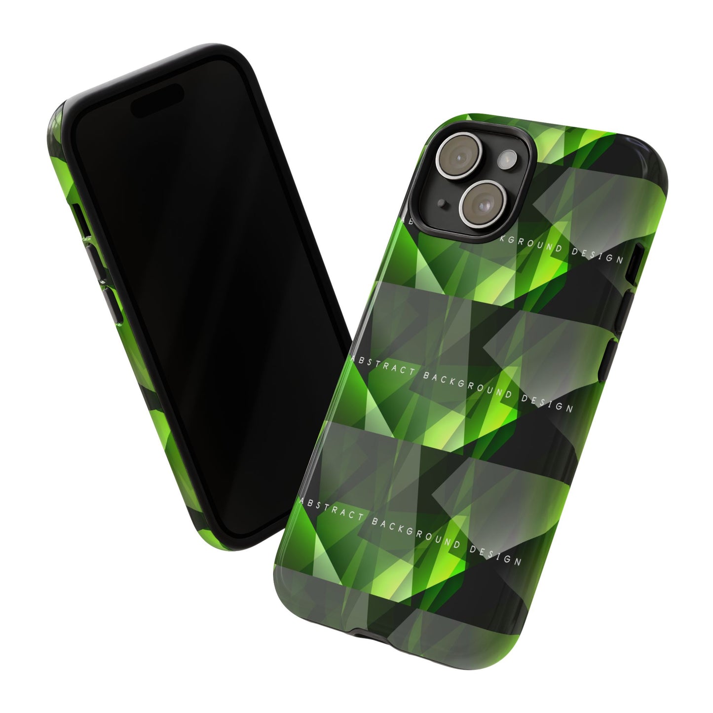 Green Geometric Phone Case — Abstract Triangular Pattern Tough Case