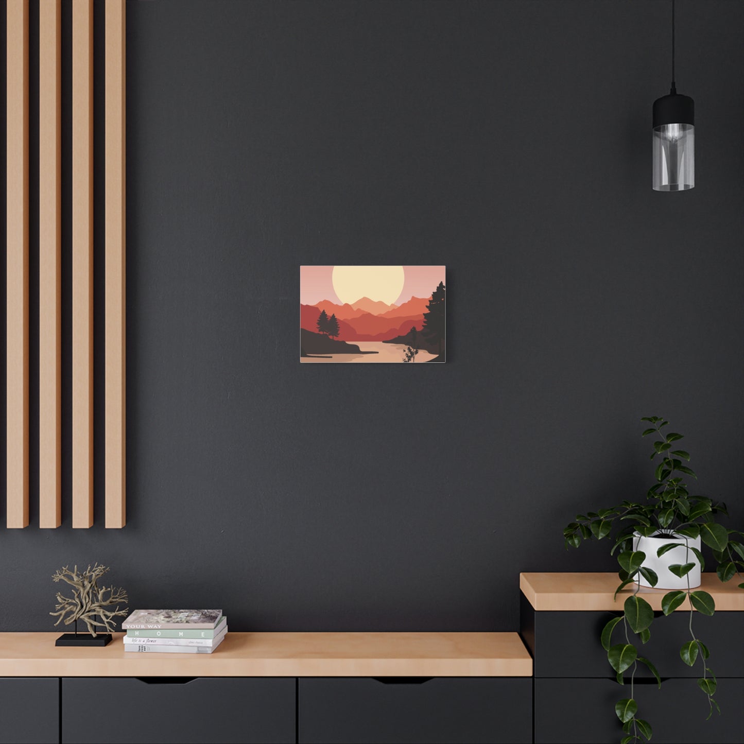 Minimal Mountain Outline Canvas, Stretched Matte, Single-Peak Trail Art | Mountaincore