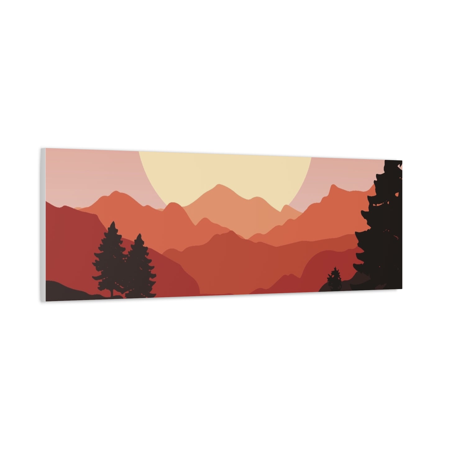 Minimal Mountain Outline Canvas, Stretched Matte, Single-Peak Trail Art | Mountaincore