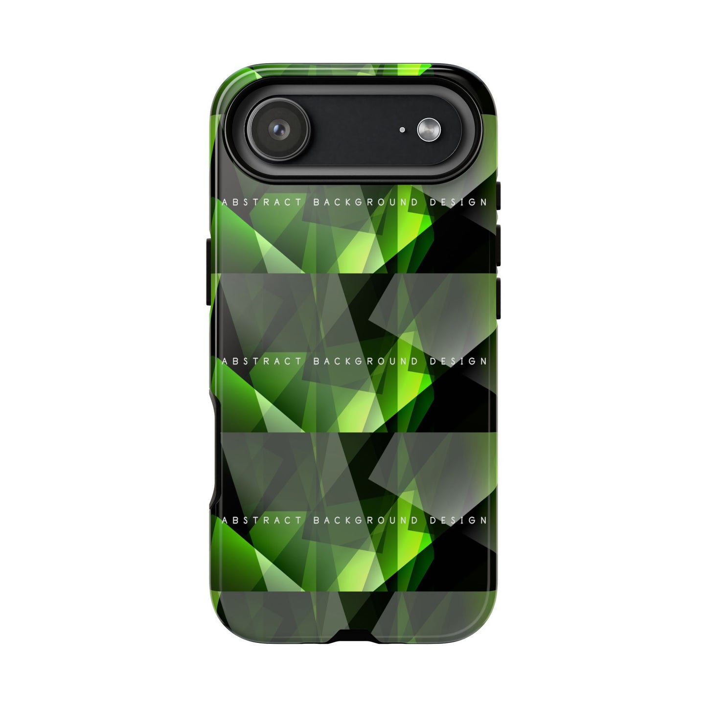 Green Geometric Phone Case — Abstract Triangular Pattern Tough Case