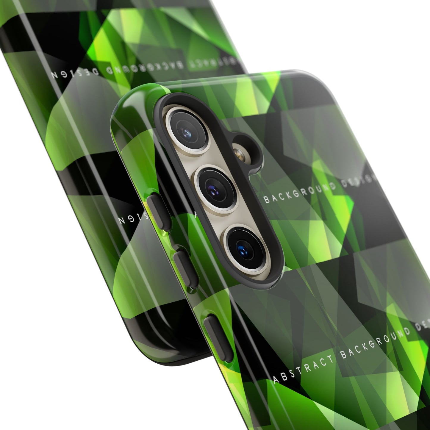 Green Geometric Phone Case — Abstract Triangular Pattern Tough Case