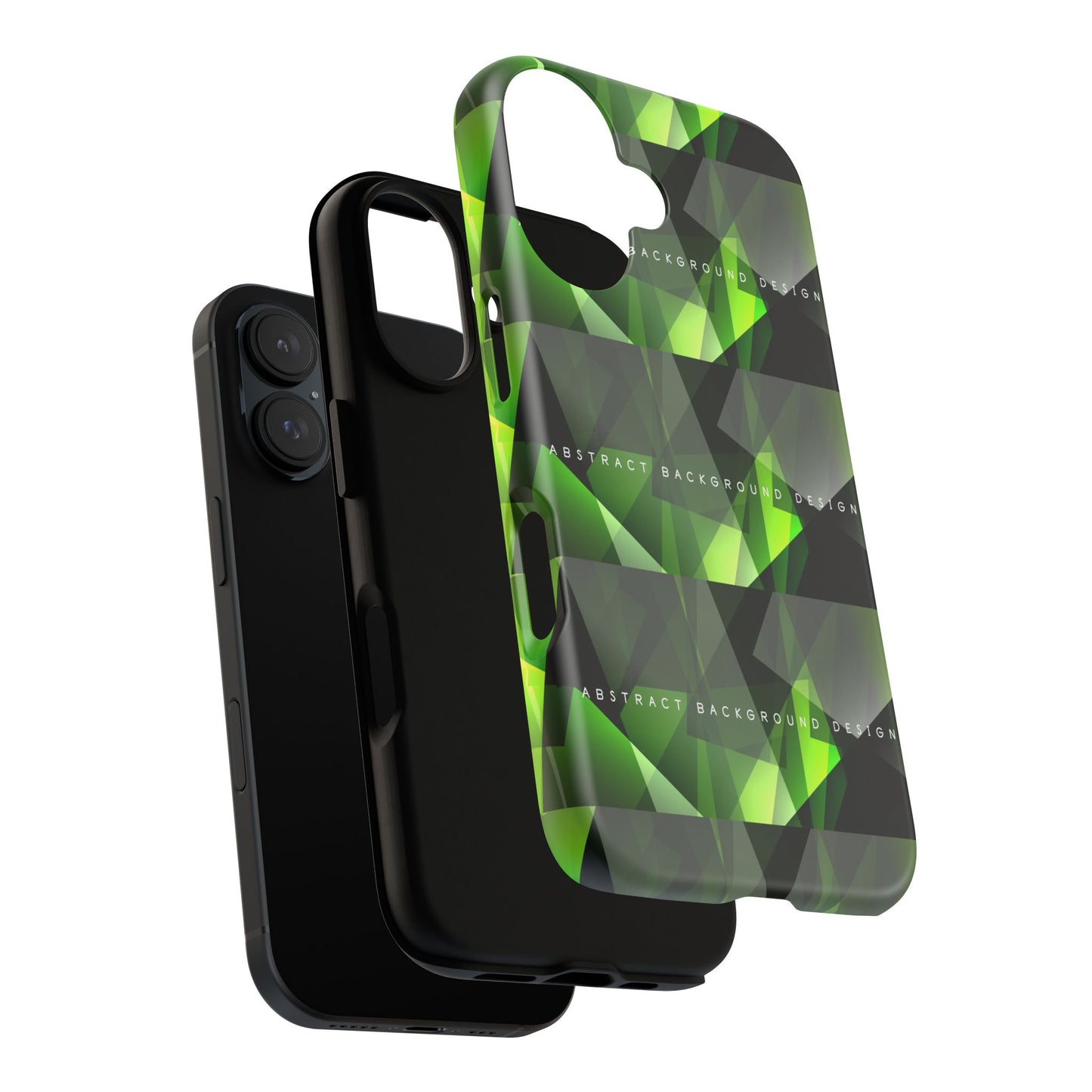 Green Geometric Phone Case — Abstract Triangular Pattern Tough Case