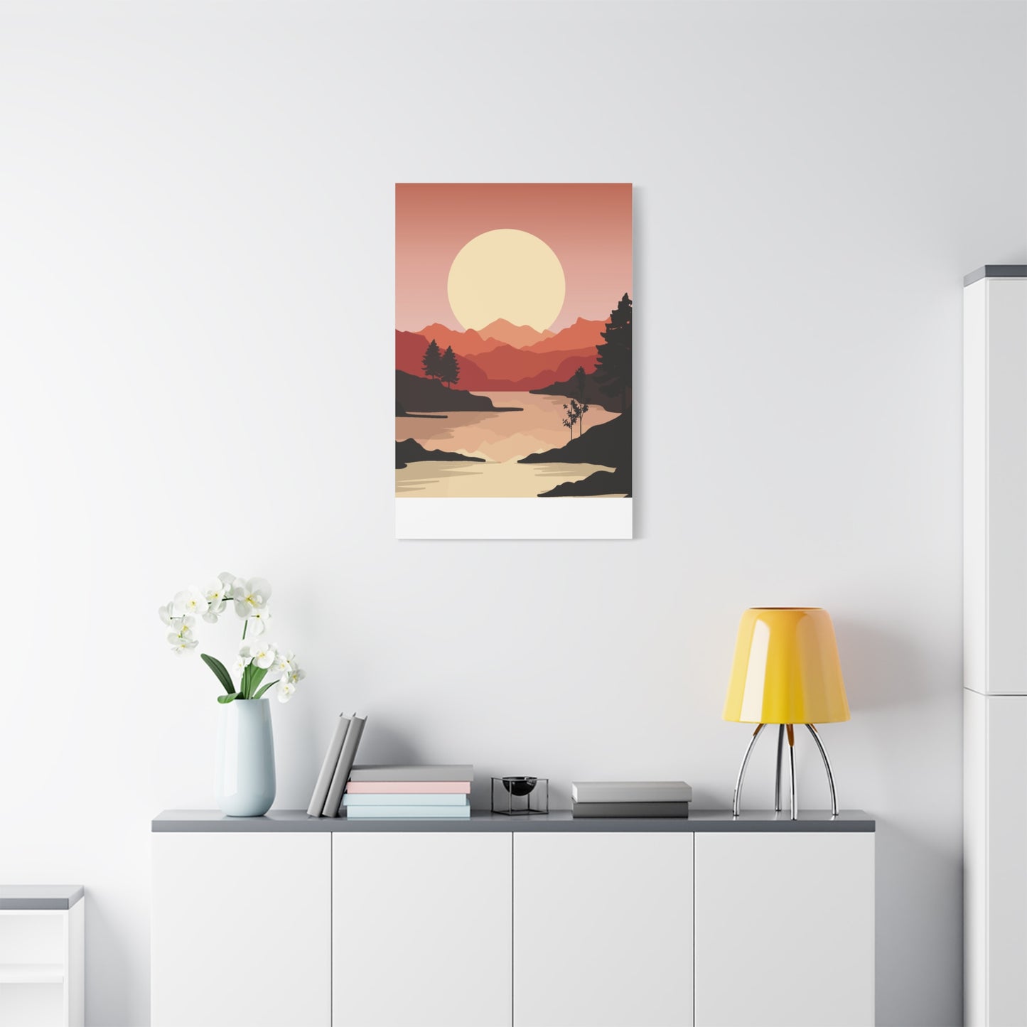 Minimal Mountain Outline Canvas, Stretched Matte, Single-Peak Trail Art | Mountaincore