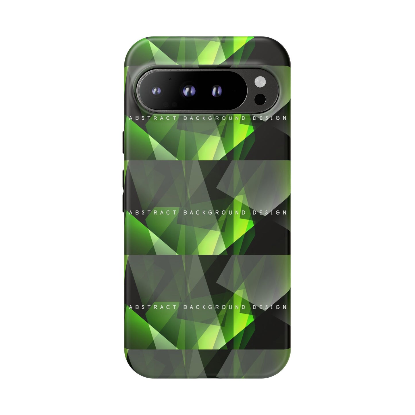 Green Geometric Phone Case — Abstract Triangular Pattern Tough Case