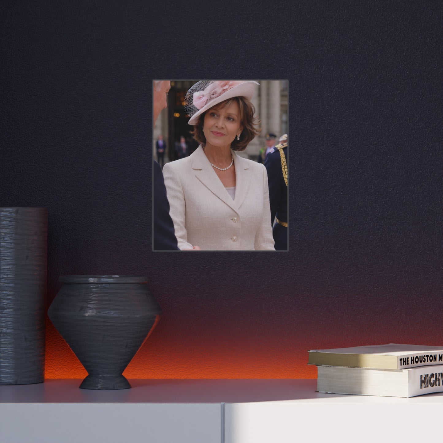 Elegant Woman Portrait Foam Board | Vintage Pearl Necklace, Classic Jacket