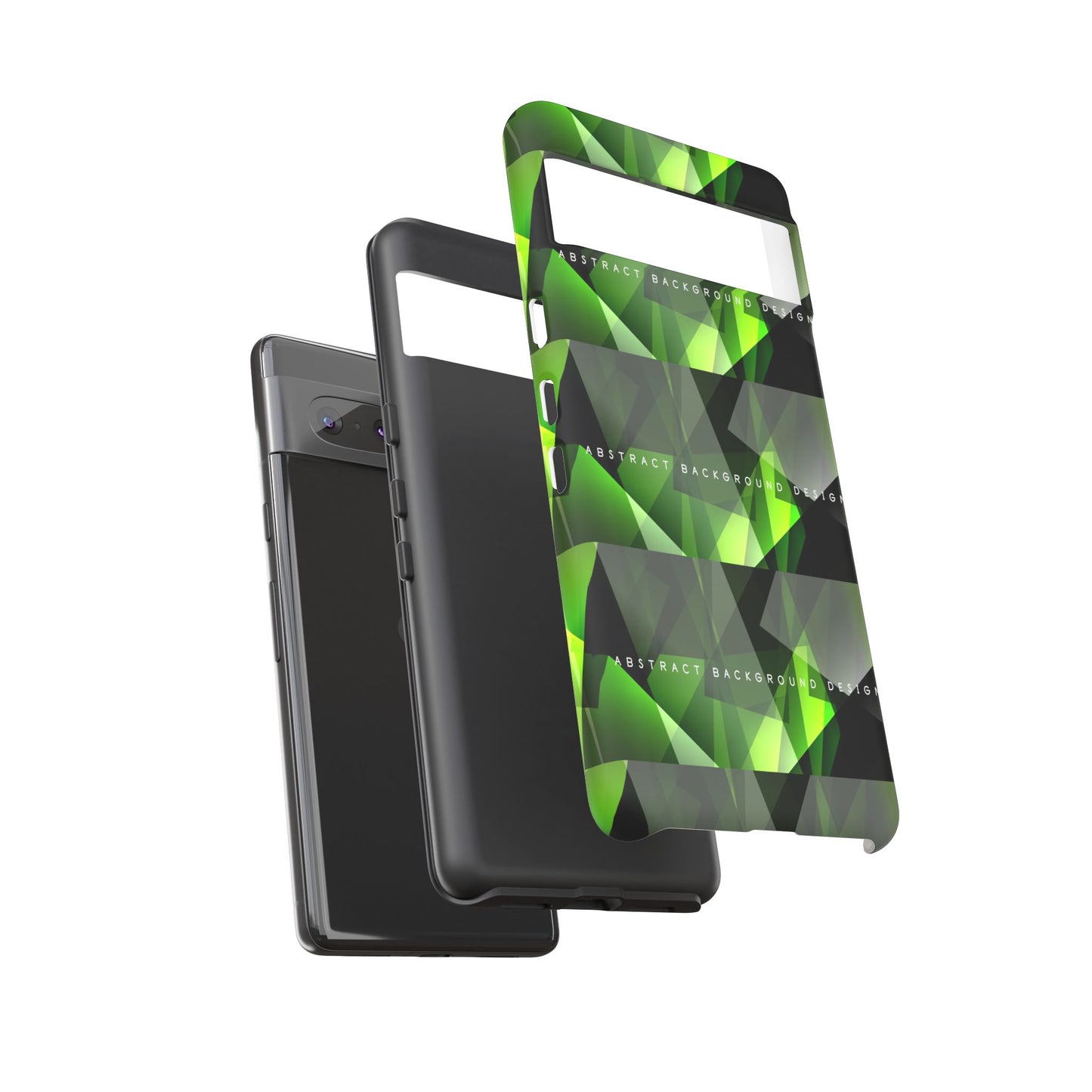 Green Geometric Phone Case — Abstract Triangular Pattern Tough Case