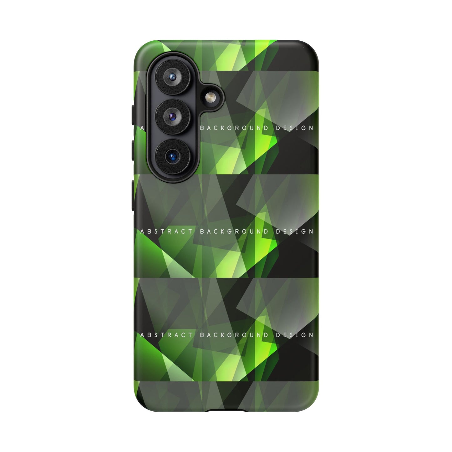 Green Geometric Phone Case — Abstract Triangular Pattern Tough Case