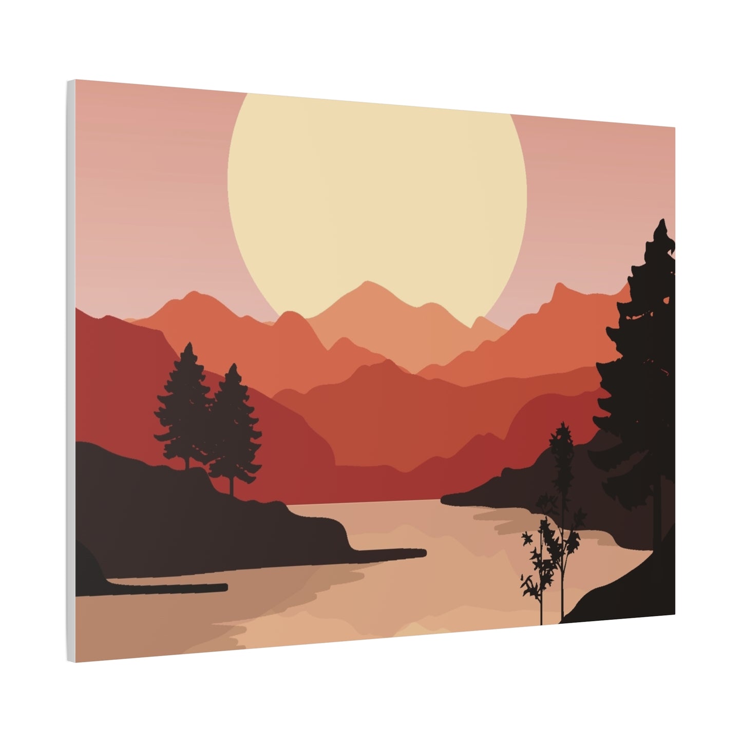 Minimal Mountain Outline Canvas, Stretched Matte, Single-Peak Trail Art | Mountaincore