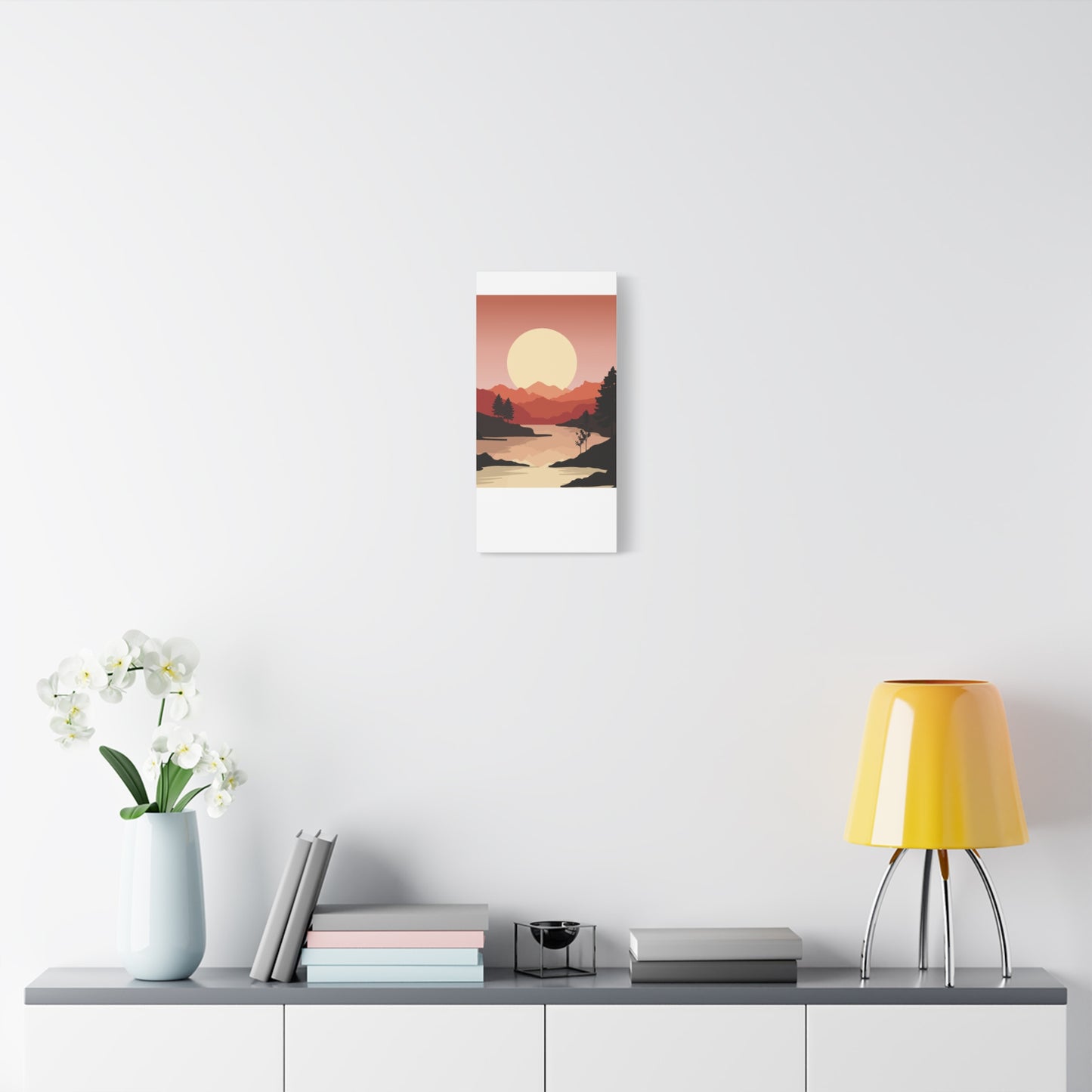 Minimal Mountain Outline Canvas, Stretched Matte, Single-Peak Trail Art | Mountaincore