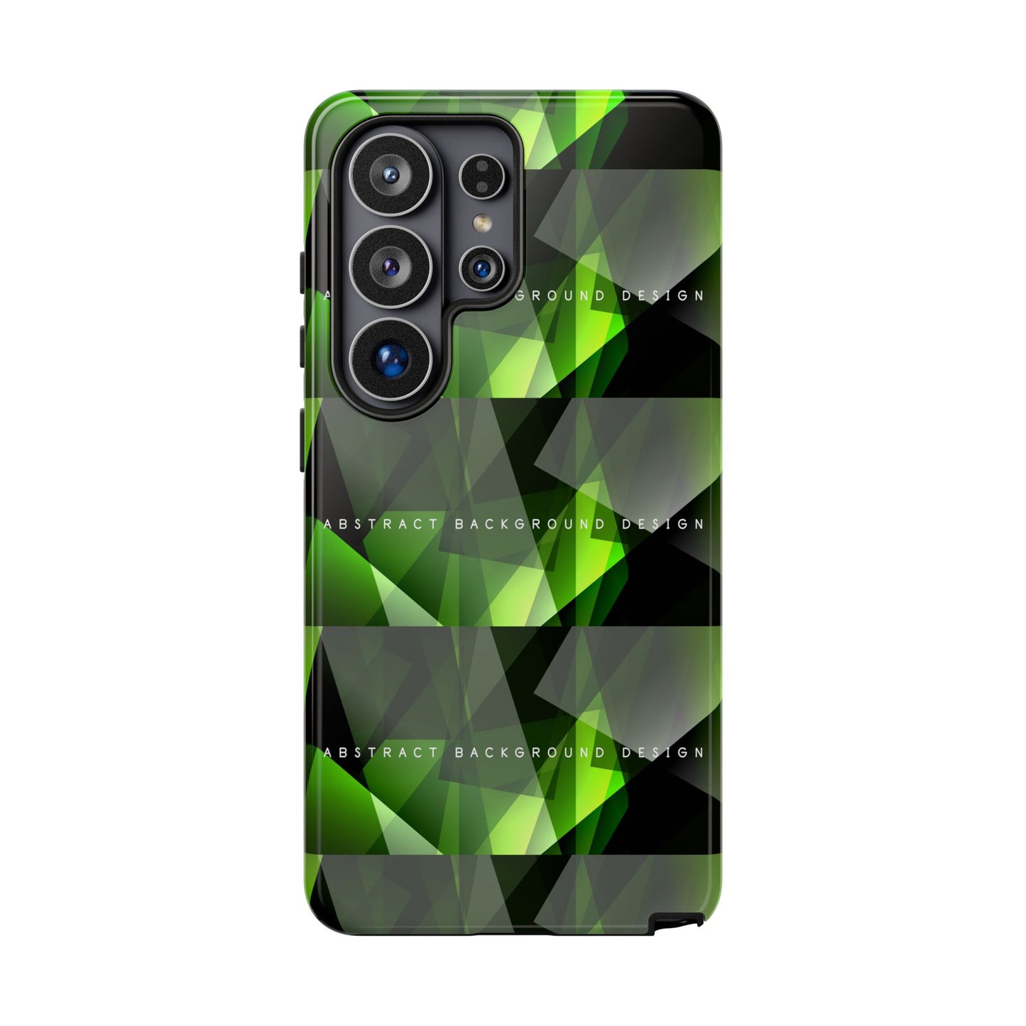 Green Geometric Phone Case — Abstract Triangular Pattern Tough Case