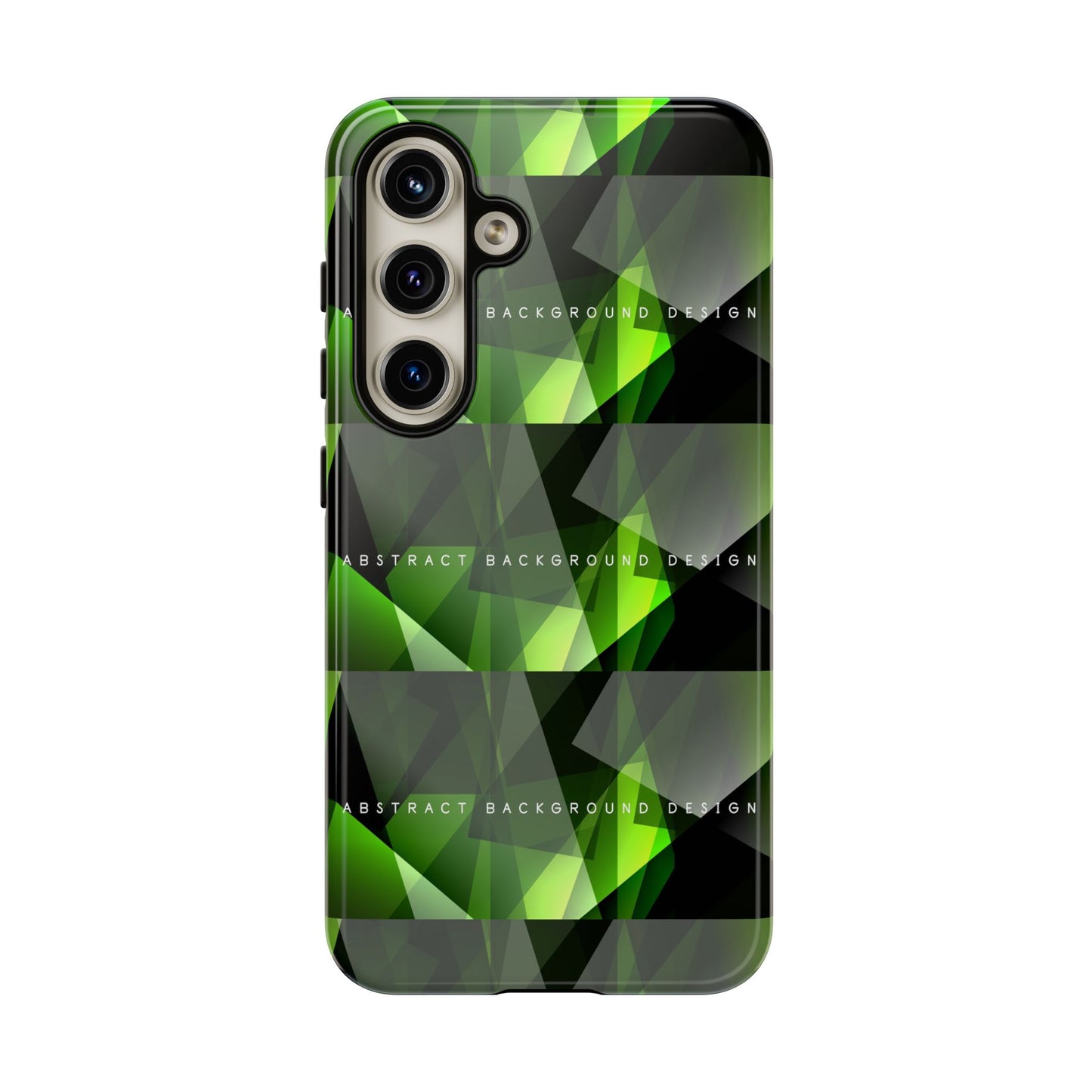 Green Geometric Phone Case — Abstract Triangular Pattern Tough Case