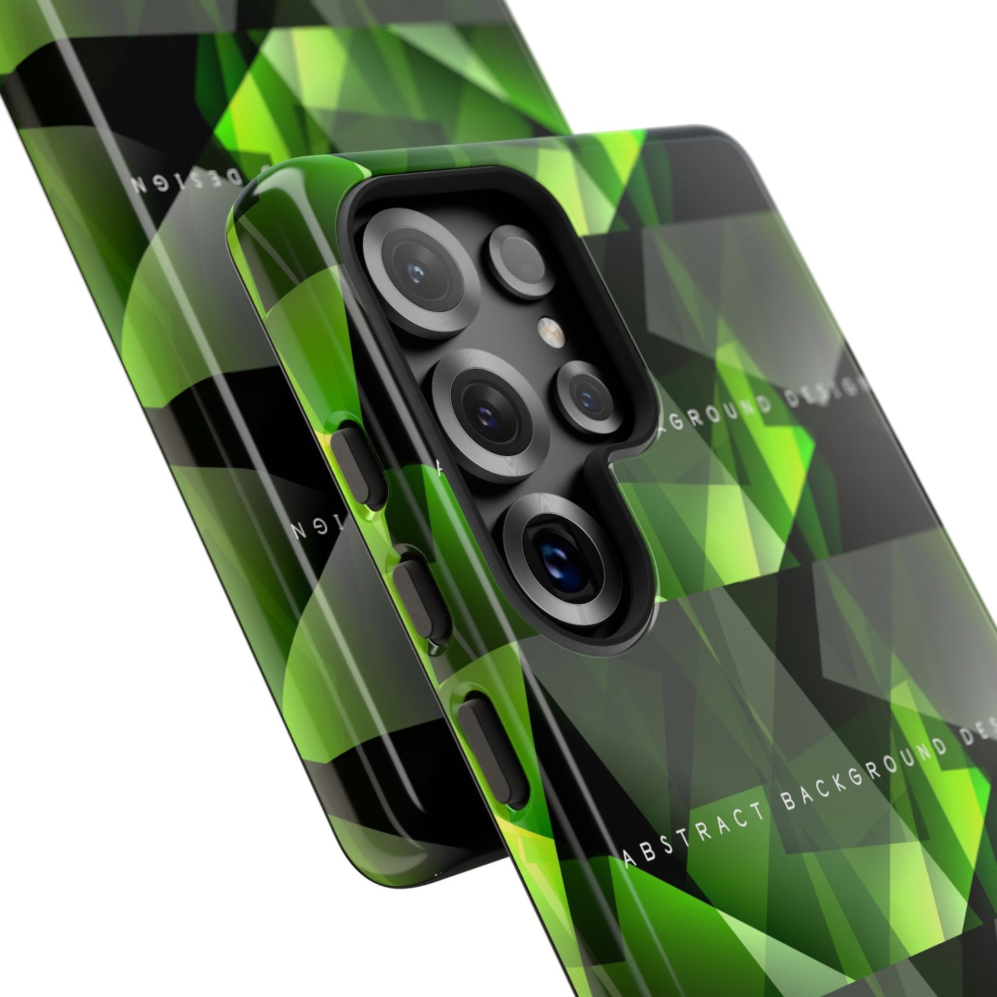 Green Geometric Phone Case — Abstract Triangular Pattern Tough Case