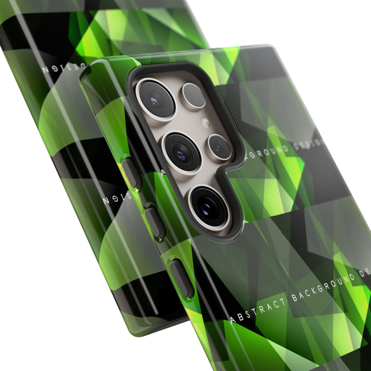 Green Geometric Phone Case — Abstract Triangular Pattern Tough Case