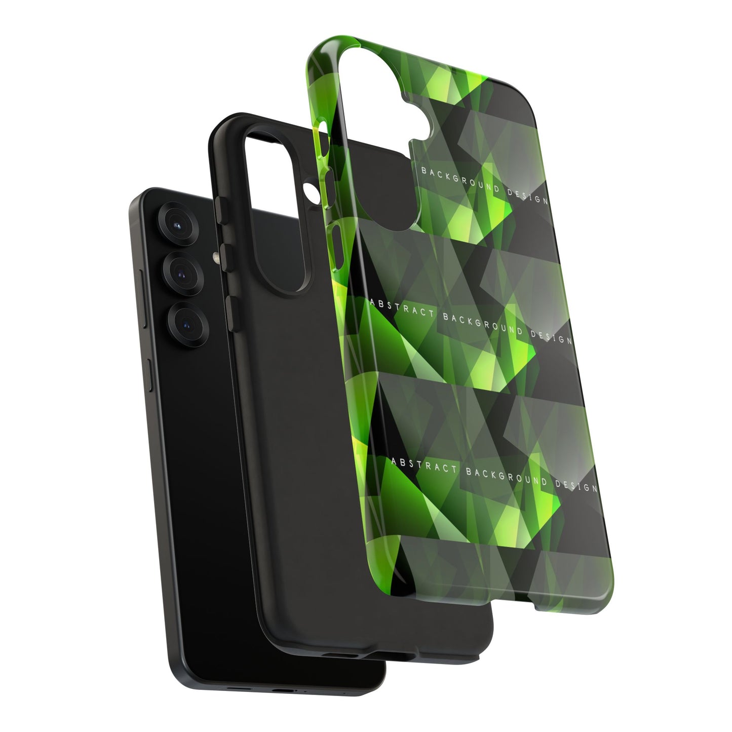 Green Geometric Phone Case — Abstract Triangular Pattern Tough Case