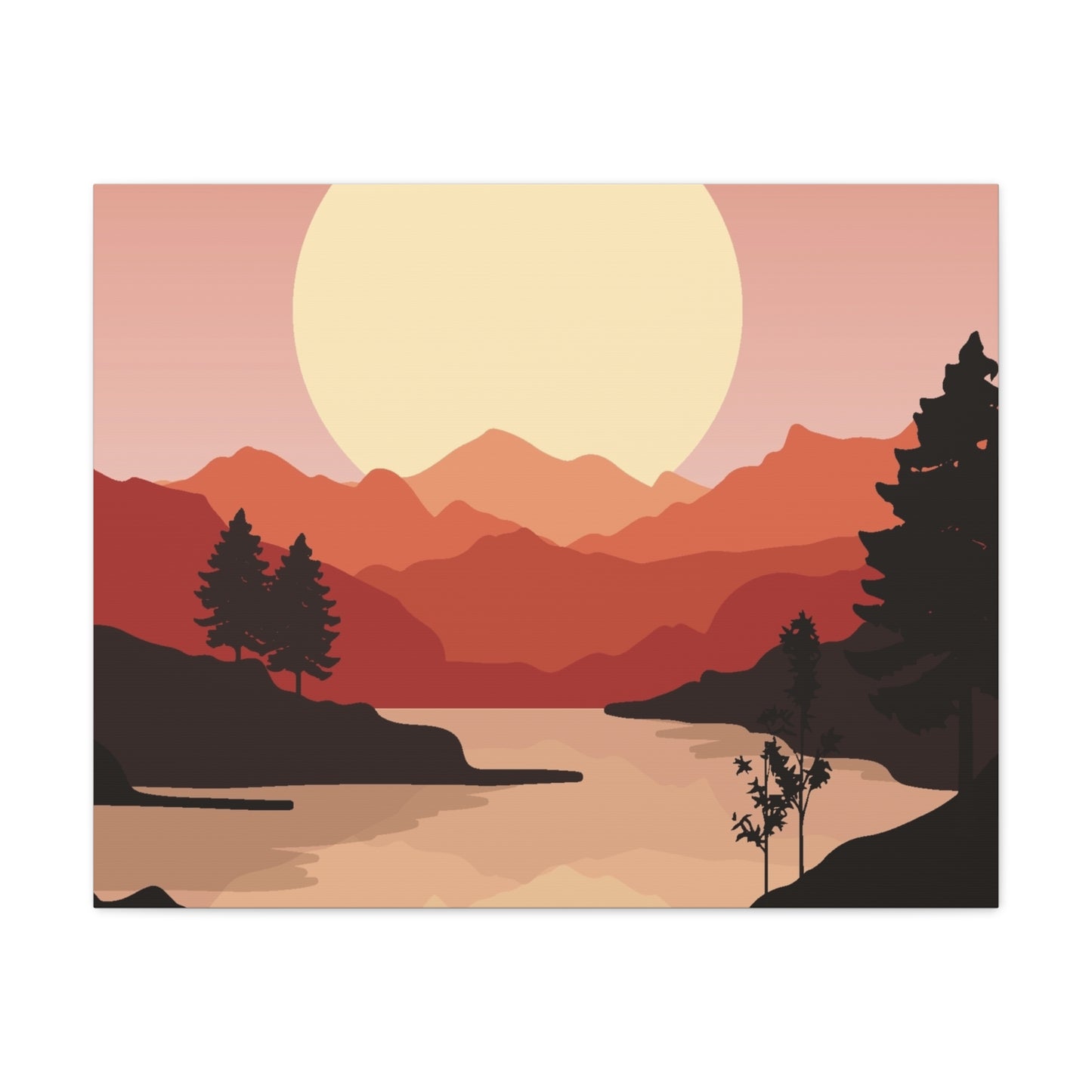 Minimal Mountain Outline Canvas, Stretched Matte, Single-Peak Trail Art | Mountaincore