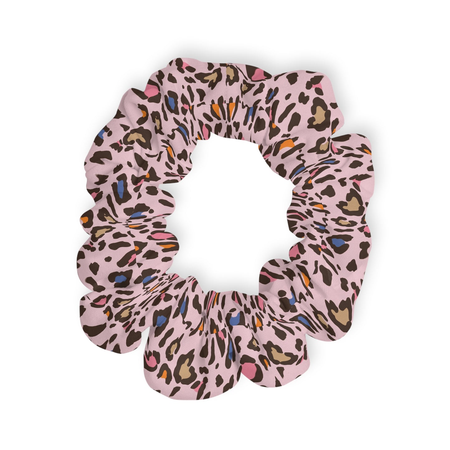 Pink Leopard Print Scrunchie — Colorful Animal Print Hair Accessory