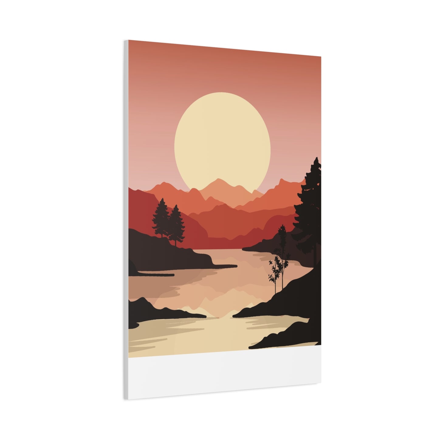 Minimal Mountain Outline Canvas, Stretched Matte, Single-Peak Trail Art | Mountaincore