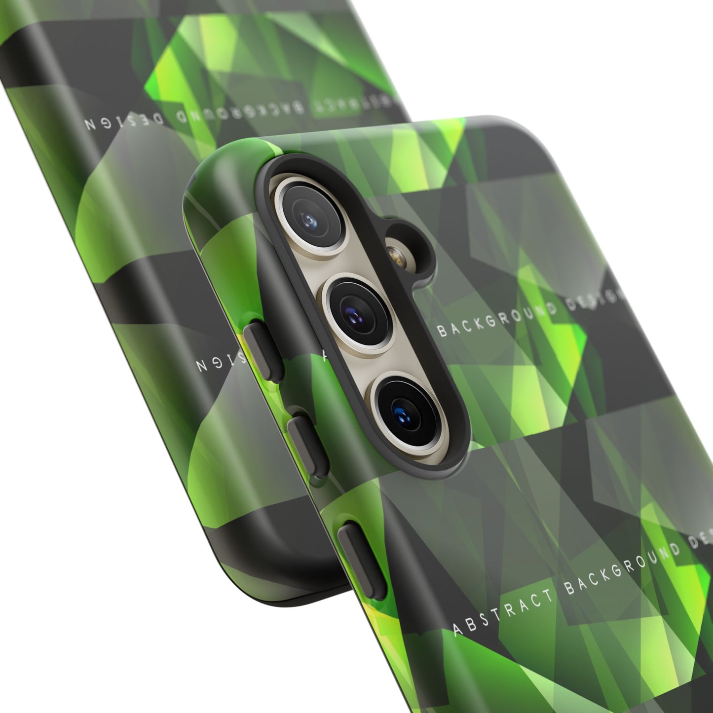 Green Geometric Phone Case — Abstract Triangular Pattern Tough Case