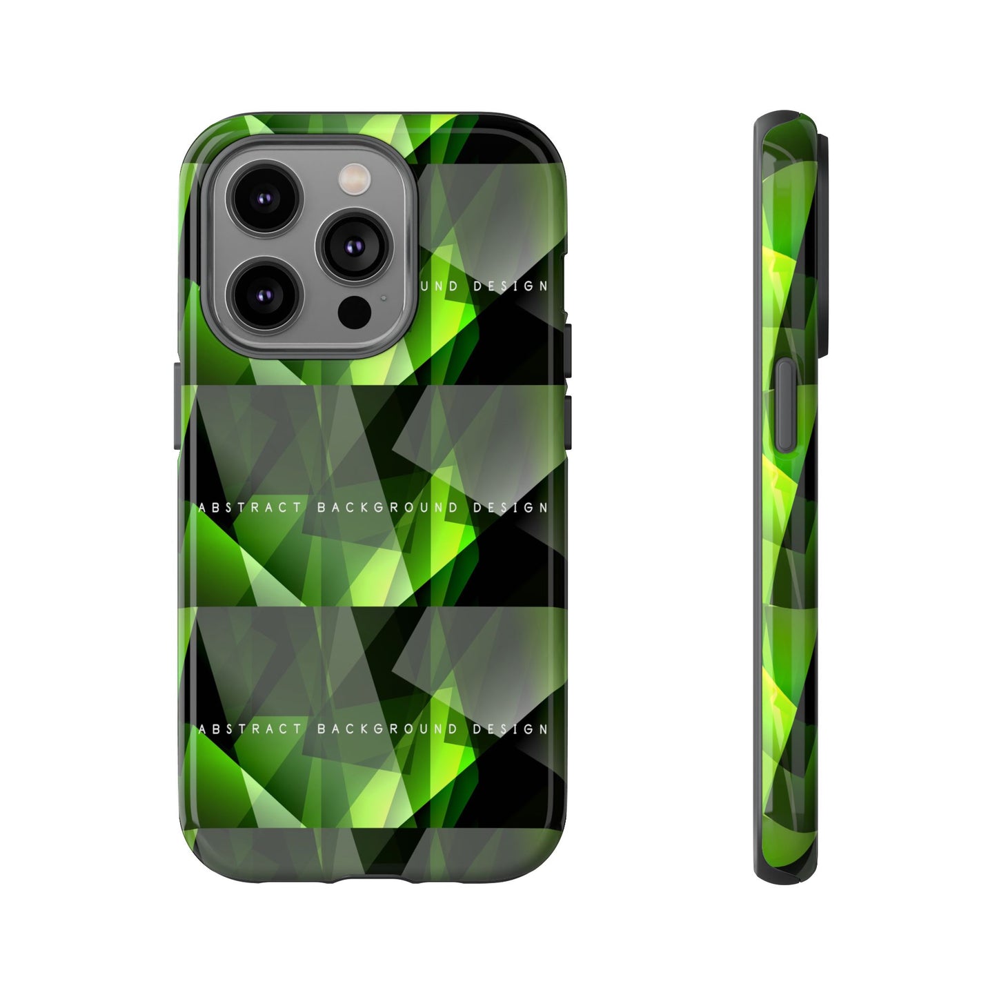 Green Geometric Phone Case — Abstract Triangular Pattern Tough Case