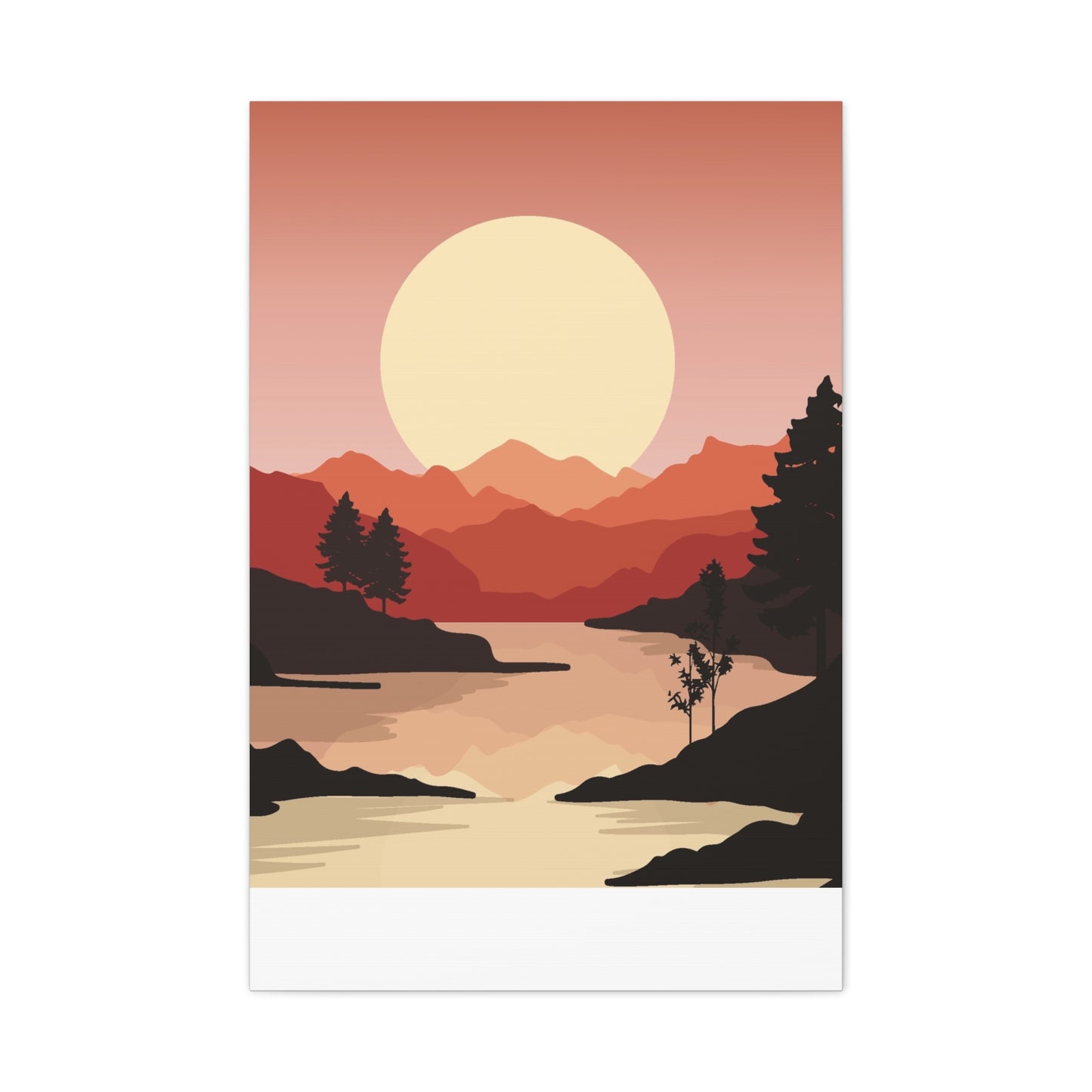 Minimal Mountain Outline Canvas, Stretched Matte, Single-Peak Trail Art | Mountaincore