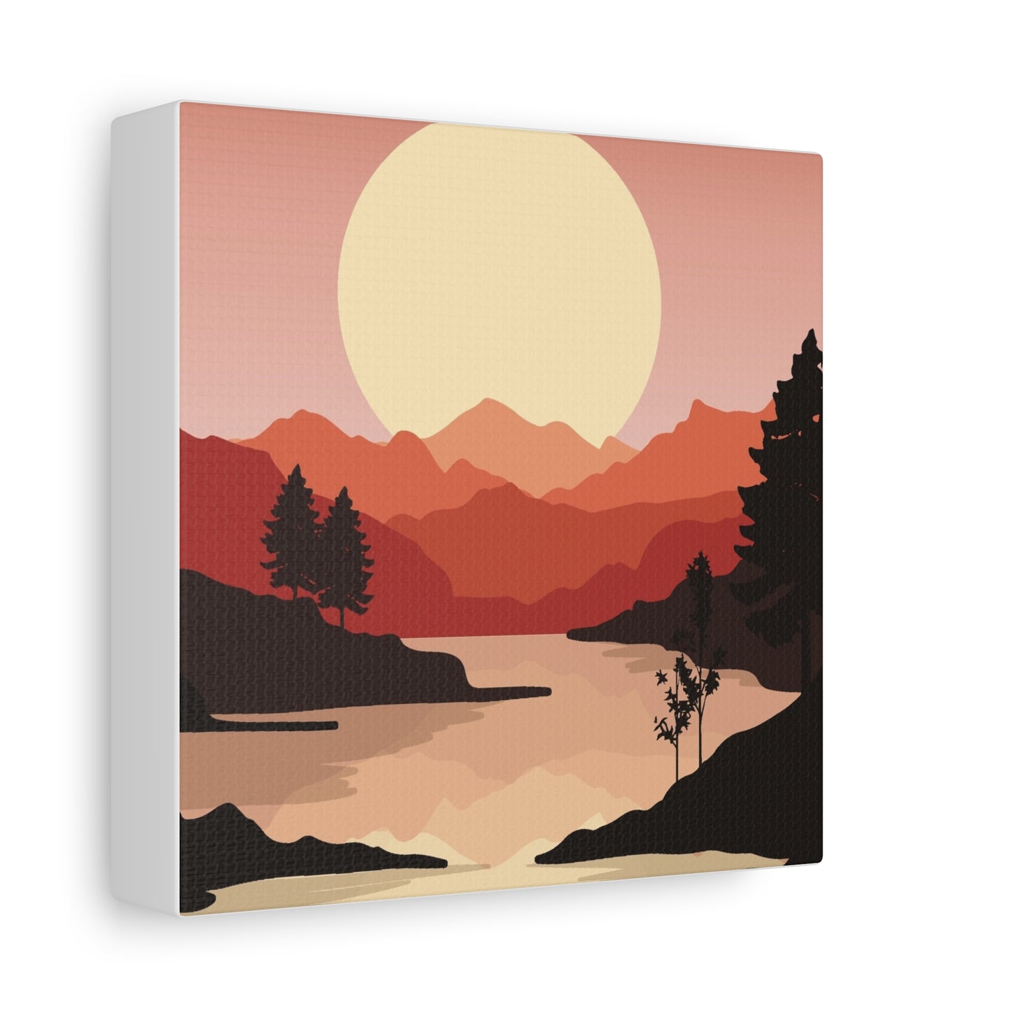 Minimal Mountain Outline Canvas, Stretched Matte, Single-Peak Trail Art | Mountaincore