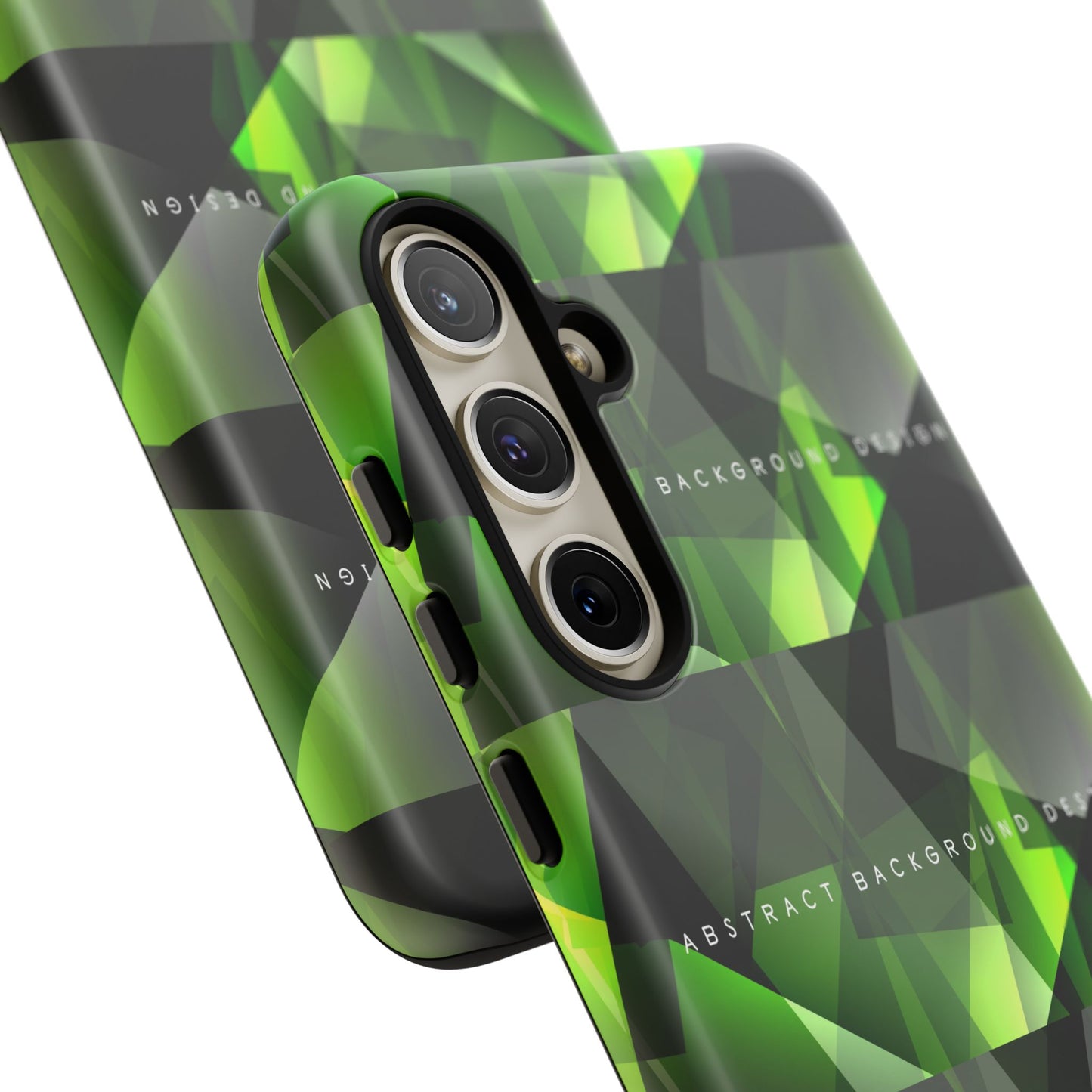 Green Geometric Phone Case — Abstract Triangular Pattern Tough Case