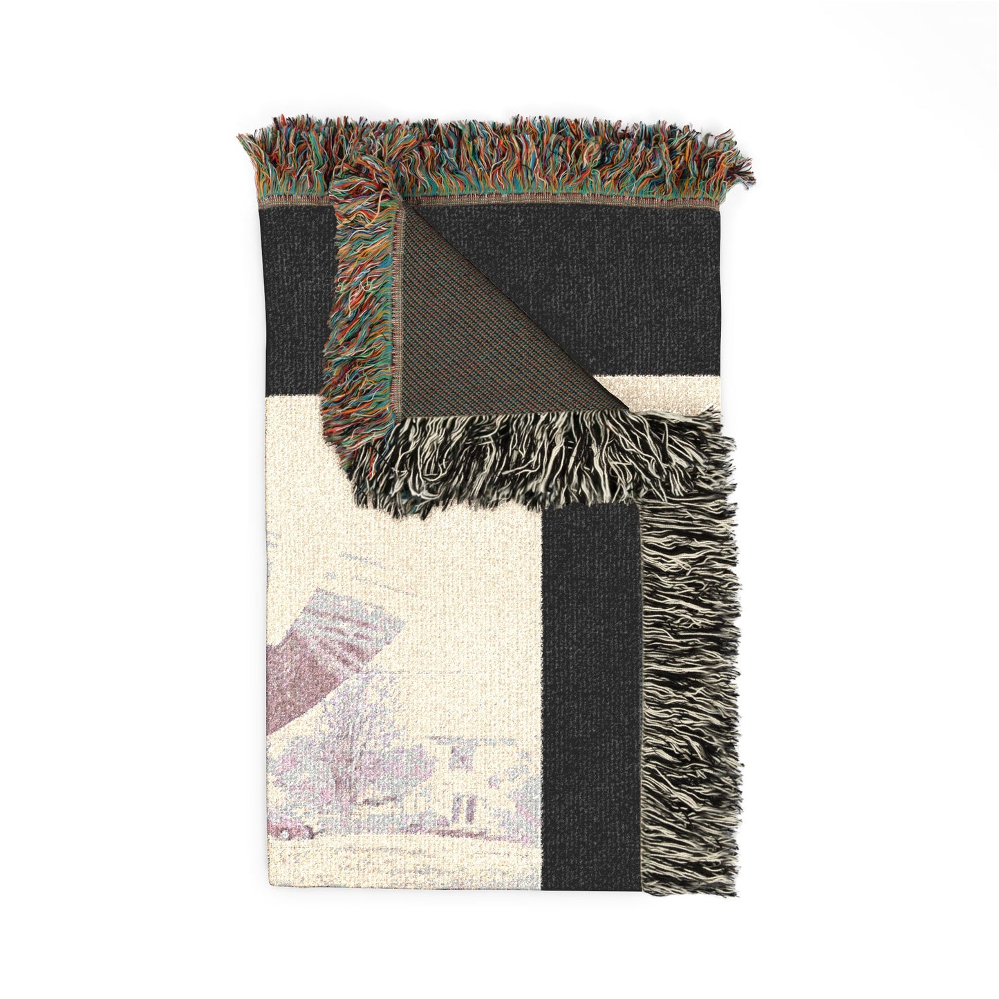 Vintage Romantic Woven Blanket – Floral Couple Tapestry Throw
