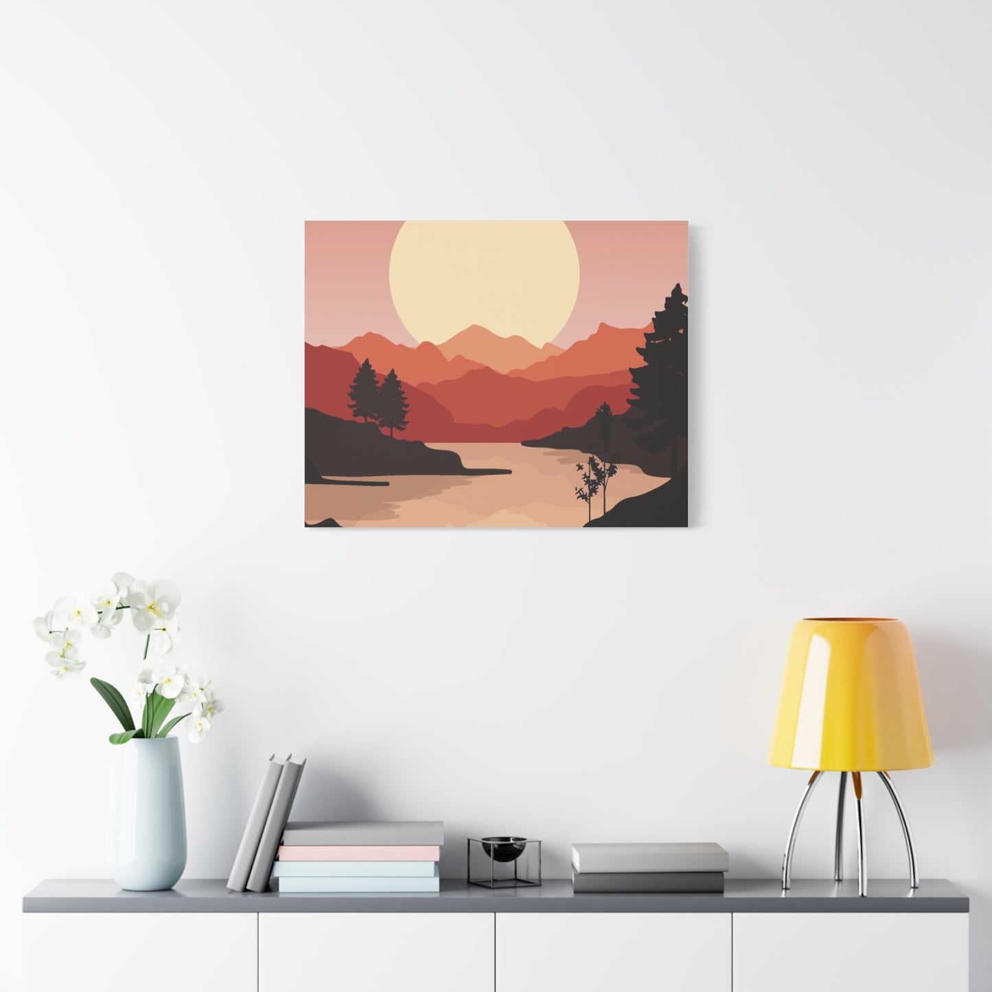 Minimal Mountain Outline Canvas, Stretched Matte, Single-Peak Trail Art | Mountaincore