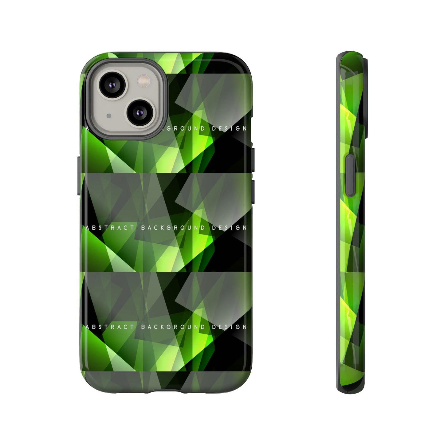 Green Geometric Phone Case — Abstract Triangular Pattern Tough Case