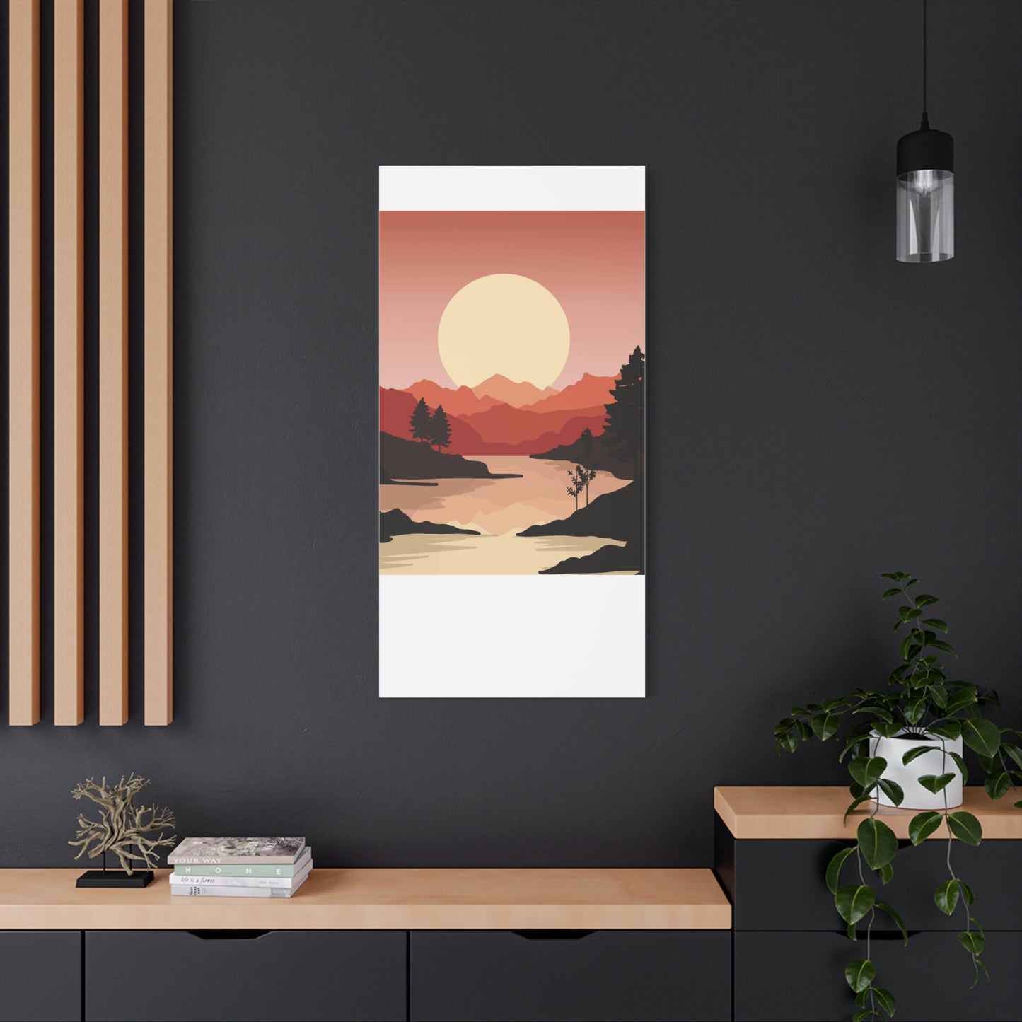 Minimal Mountain Outline Canvas, Stretched Matte, Single-Peak Trail Art | Mountaincore