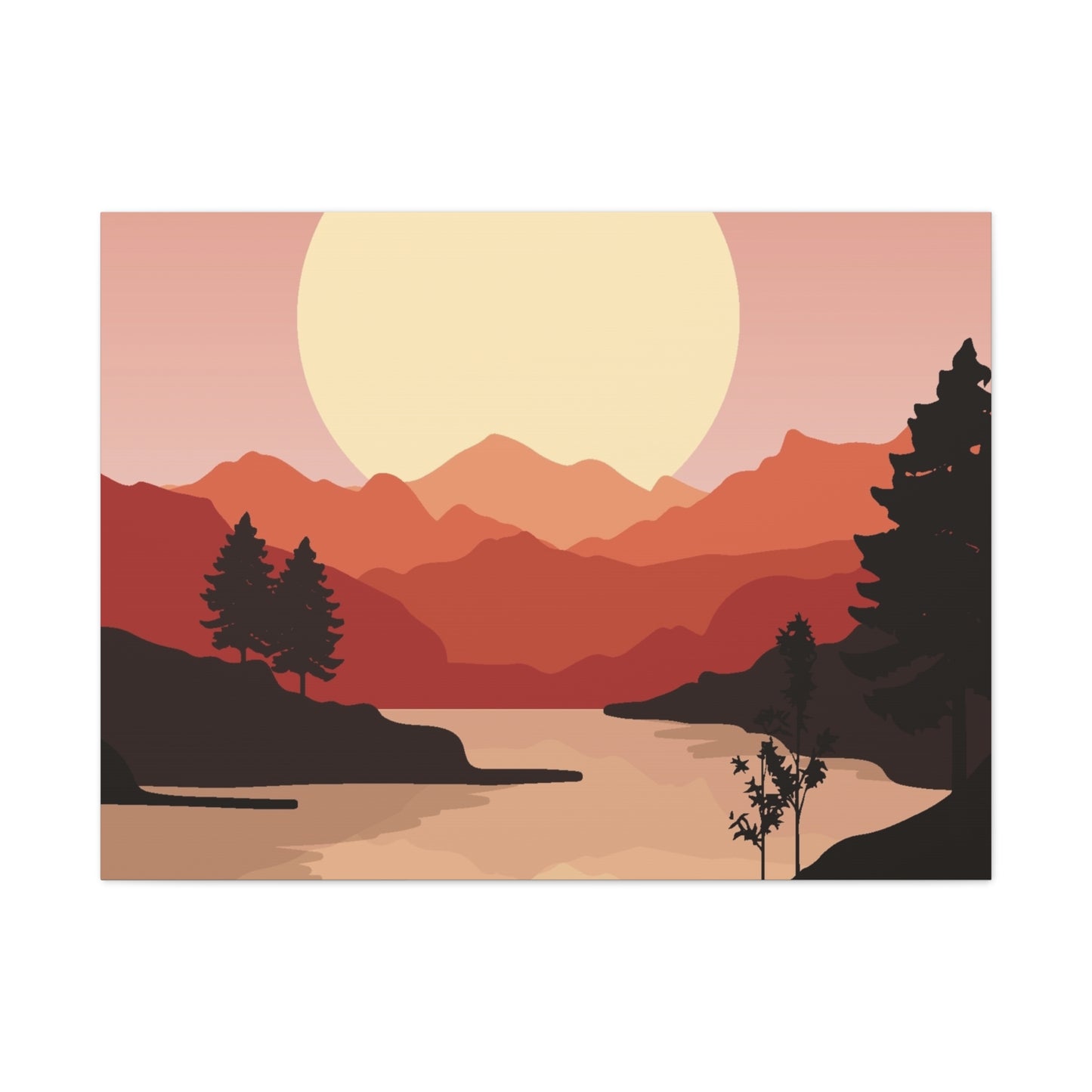 Minimal Mountain Outline Canvas, Stretched Matte, Single-Peak Trail Art | Mountaincore