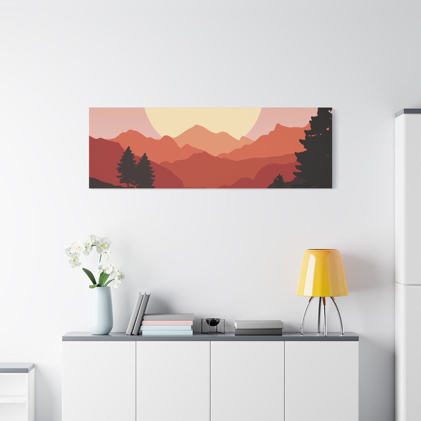Minimal Mountain Outline Canvas, Stretched Matte, Single-Peak Trail Art | Mountaincore