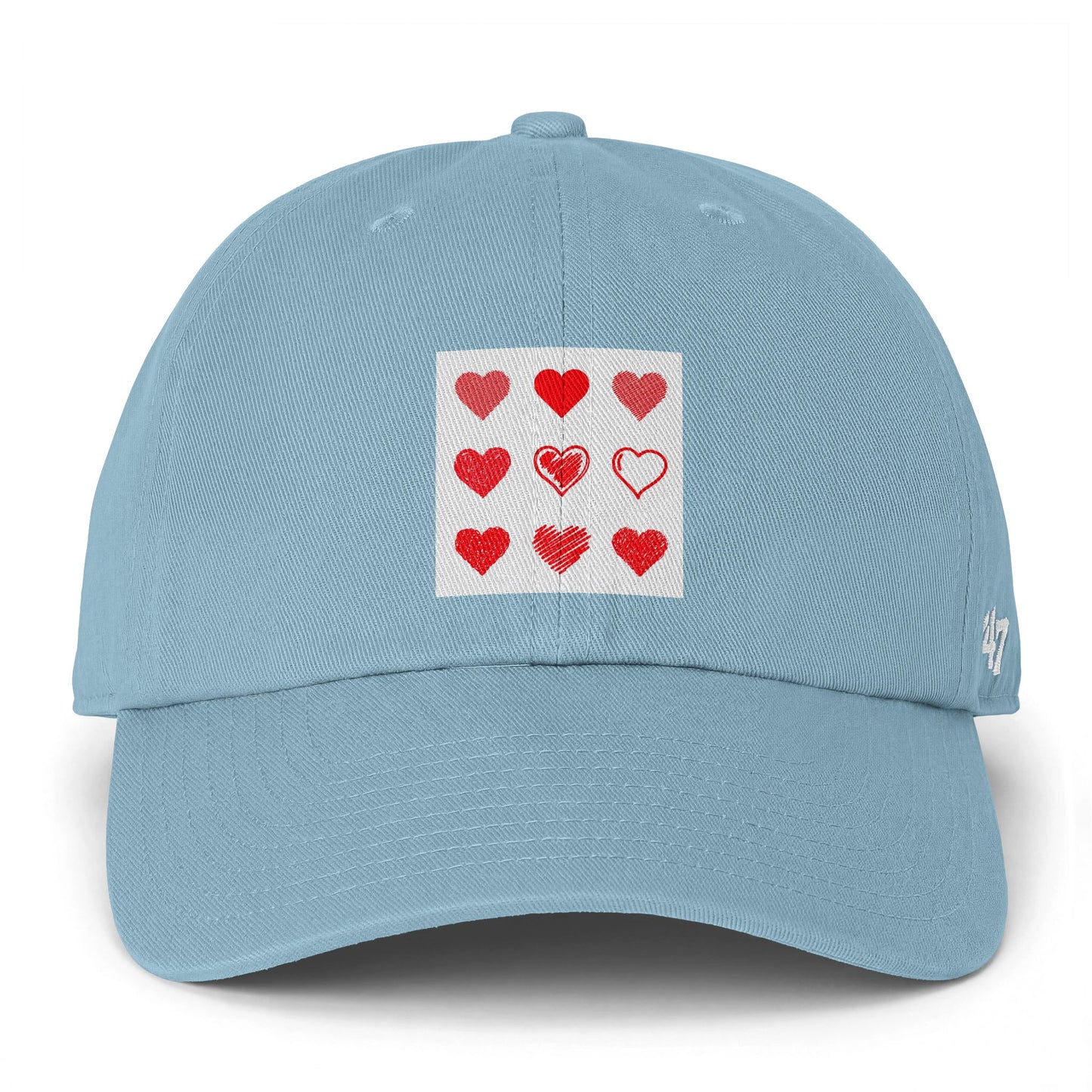 Heart Grid Baseball Cap — Red Heart Patch Dad Hat