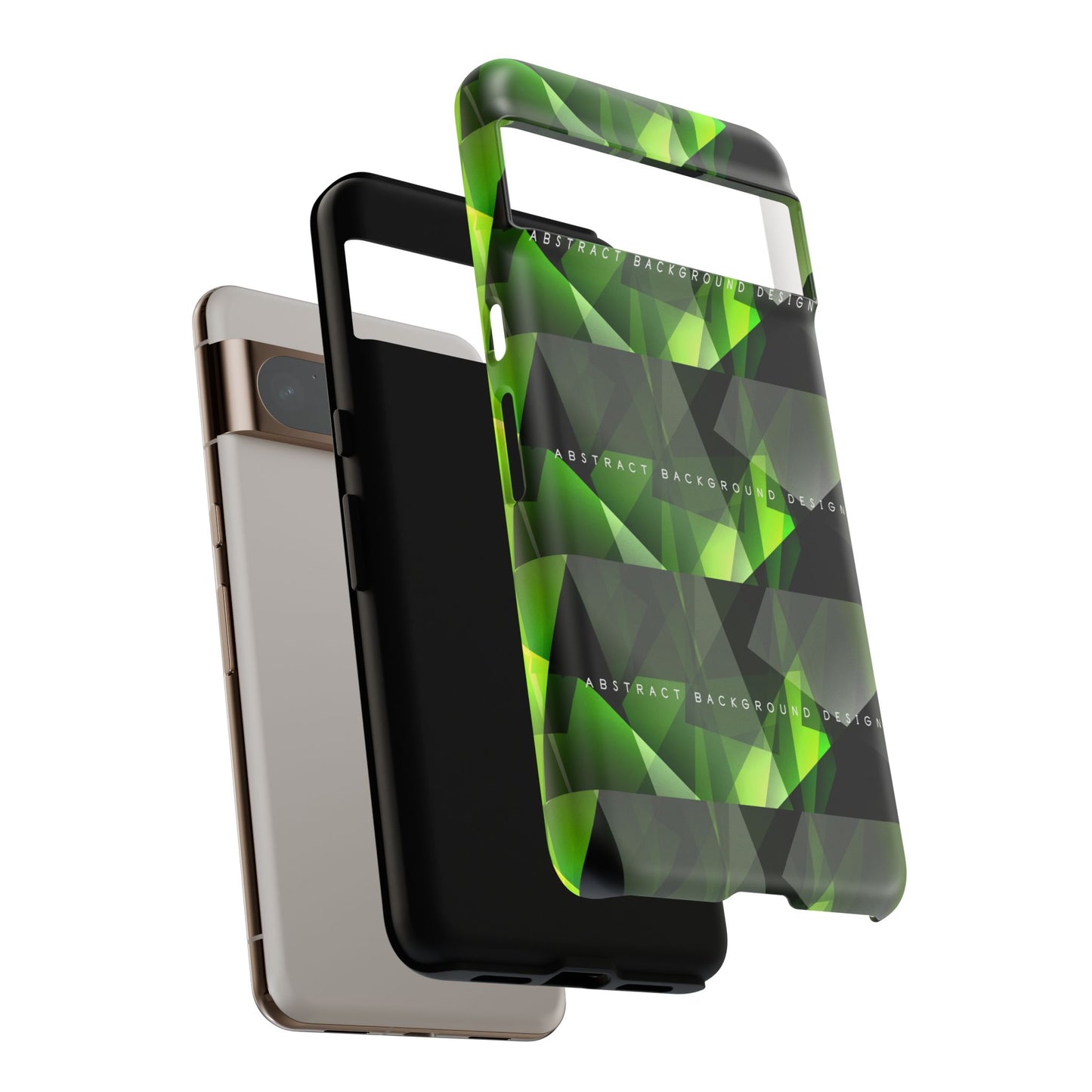 Green Geometric Phone Case — Abstract Triangular Pattern Tough Case