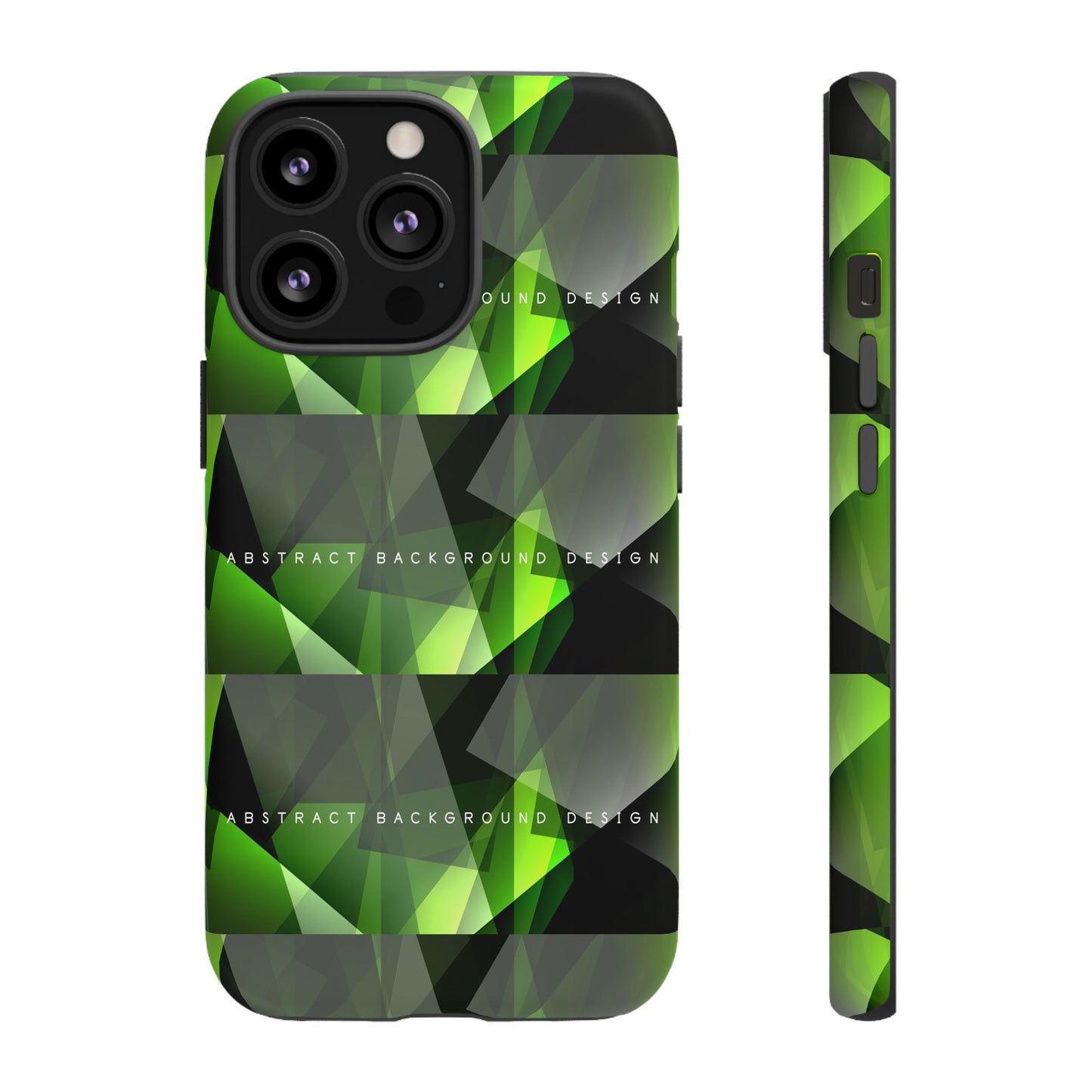 Green Geometric Phone Case — Abstract Triangular Pattern Tough Case