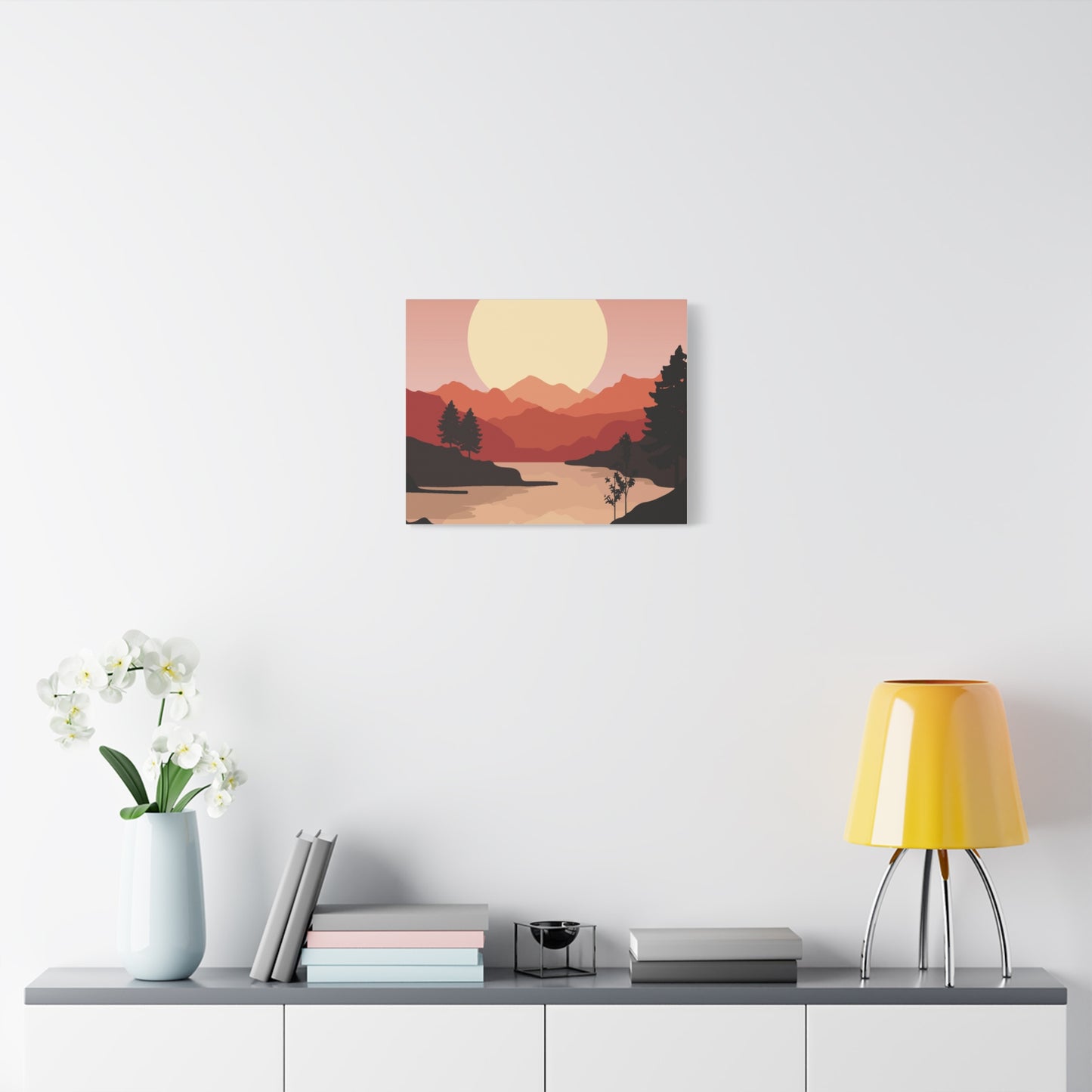 Minimal Mountain Outline Canvas, Stretched Matte, Single-Peak Trail Art | Mountaincore