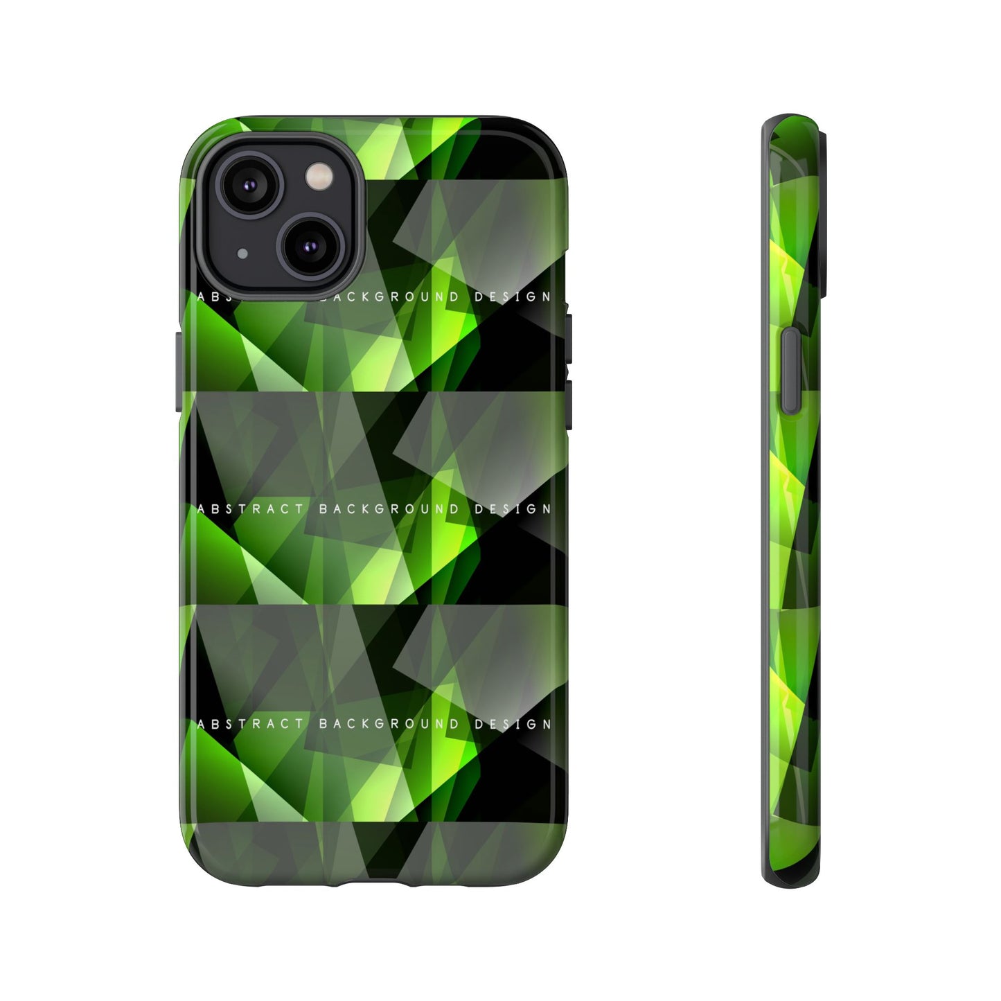Green Geometric Phone Case — Abstract Triangular Pattern Tough Case