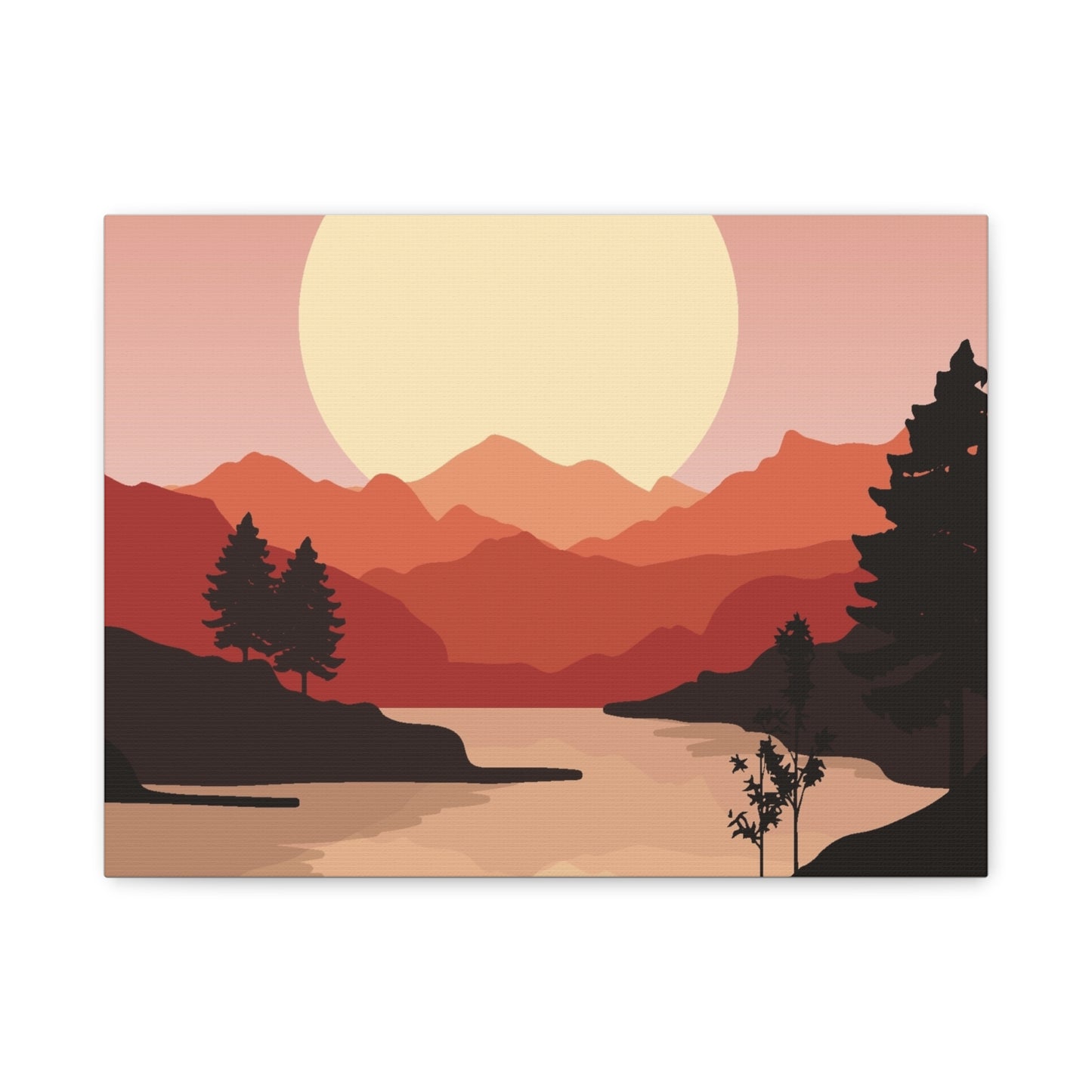 Minimal Mountain Outline Canvas, Stretched Matte, Single-Peak Trail Art | Mountaincore
