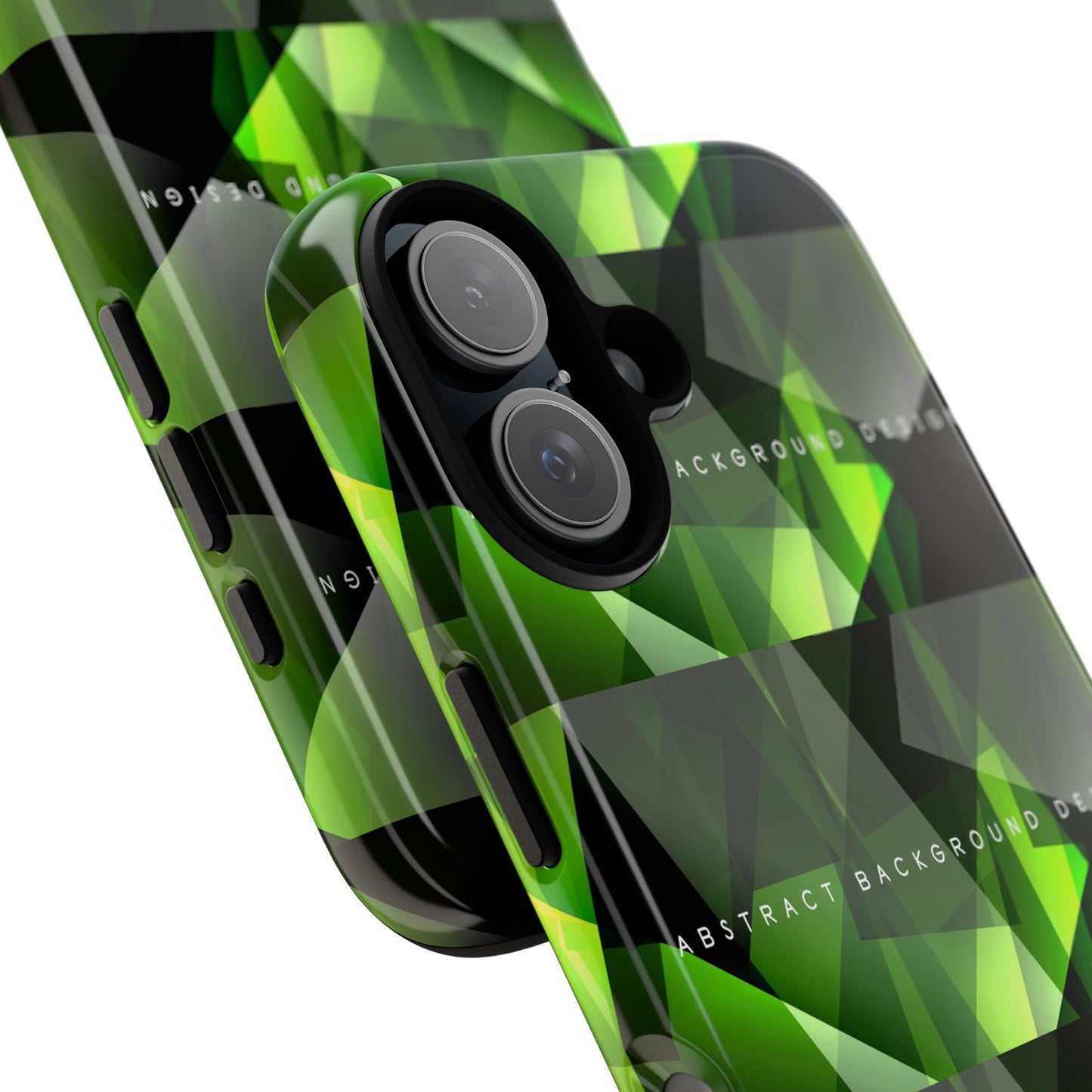 Green Geometric Phone Case — Abstract Triangular Pattern Tough Case