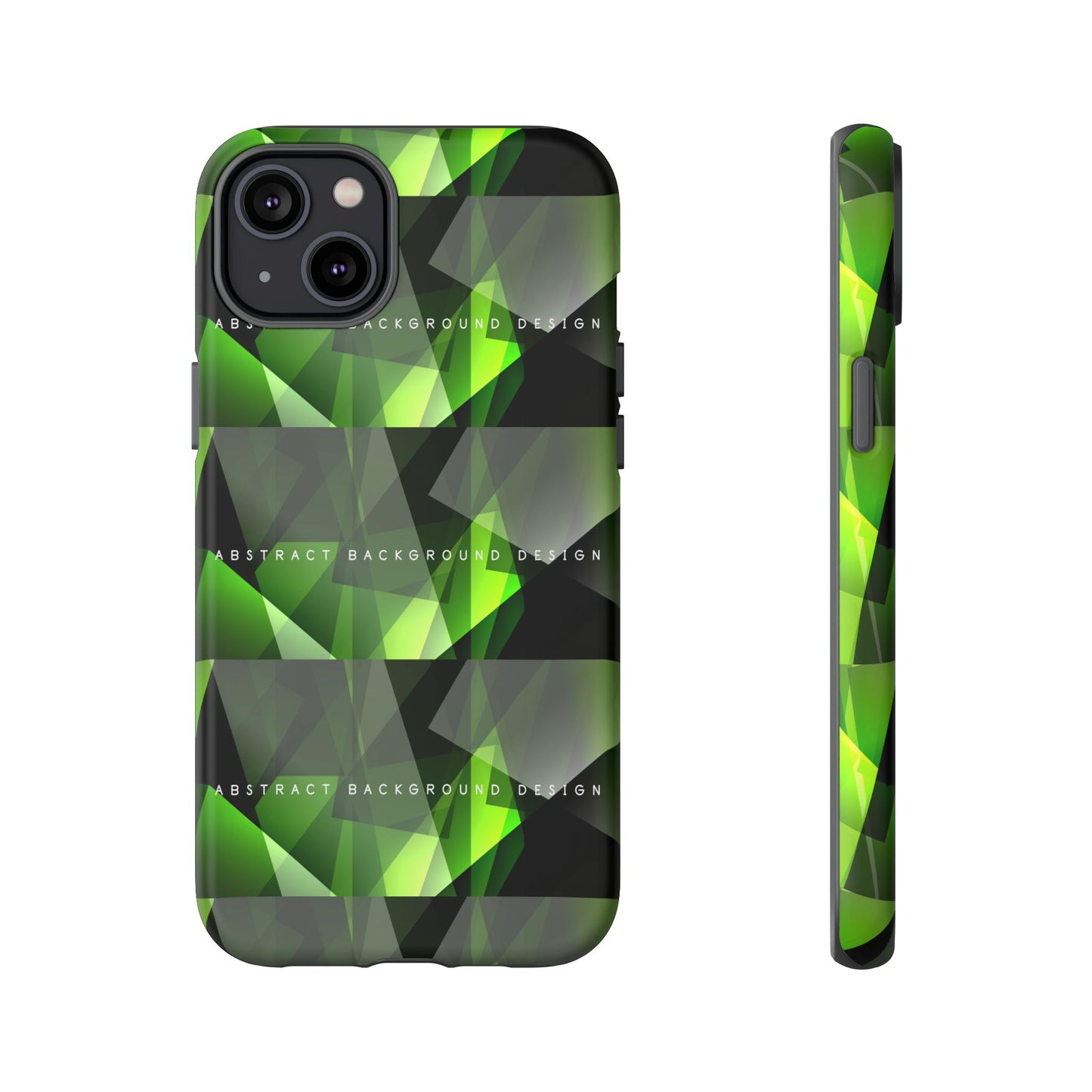 Green Geometric Phone Case — Abstract Triangular Pattern Tough Case