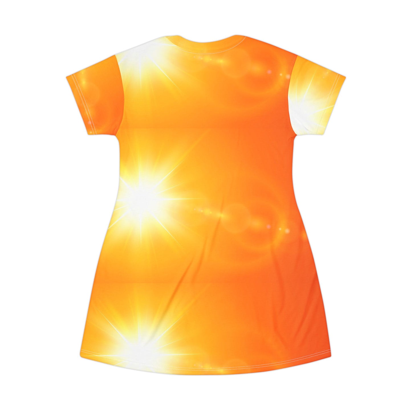 Sunburst Orange All-Over Print T-Shirt Dress — Bright Summer Glow