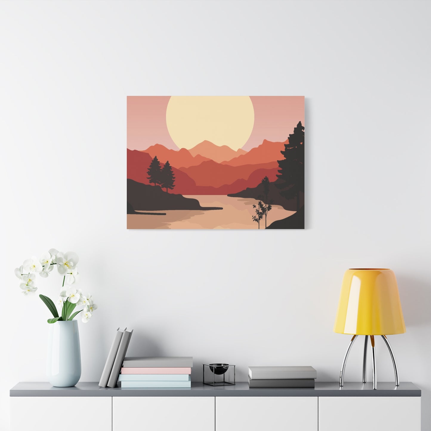 Minimal Mountain Outline Canvas, Stretched Matte, Single-Peak Trail Art | Mountaincore