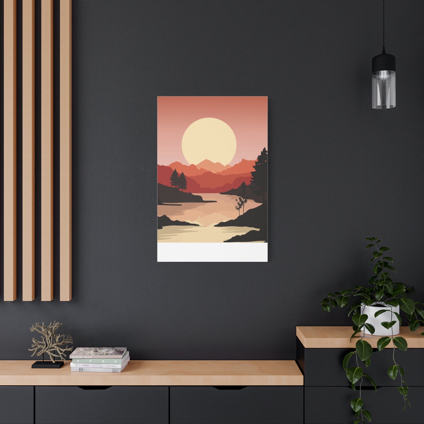 Minimal Mountain Outline Canvas, Stretched Matte, Single-Peak Trail Art | Mountaincore